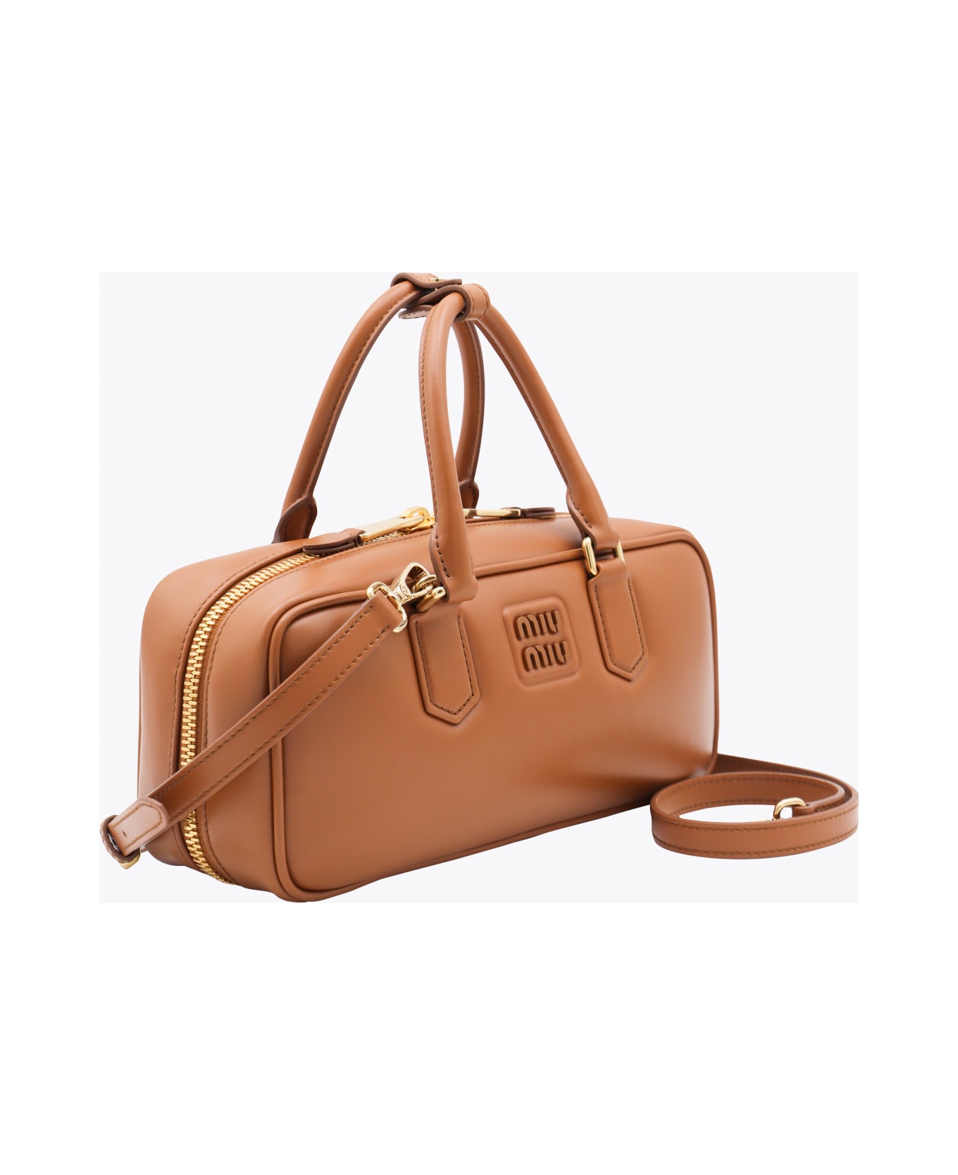 Miu Miu Brown Leather Arcadie Crossbody Bag - Brandy