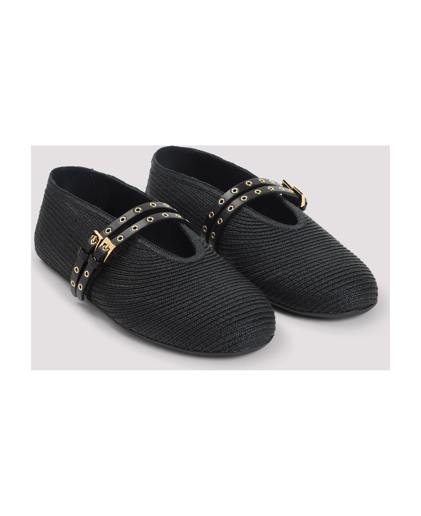 Alaia Alaïa Paper Straw Ballerinas - Noir