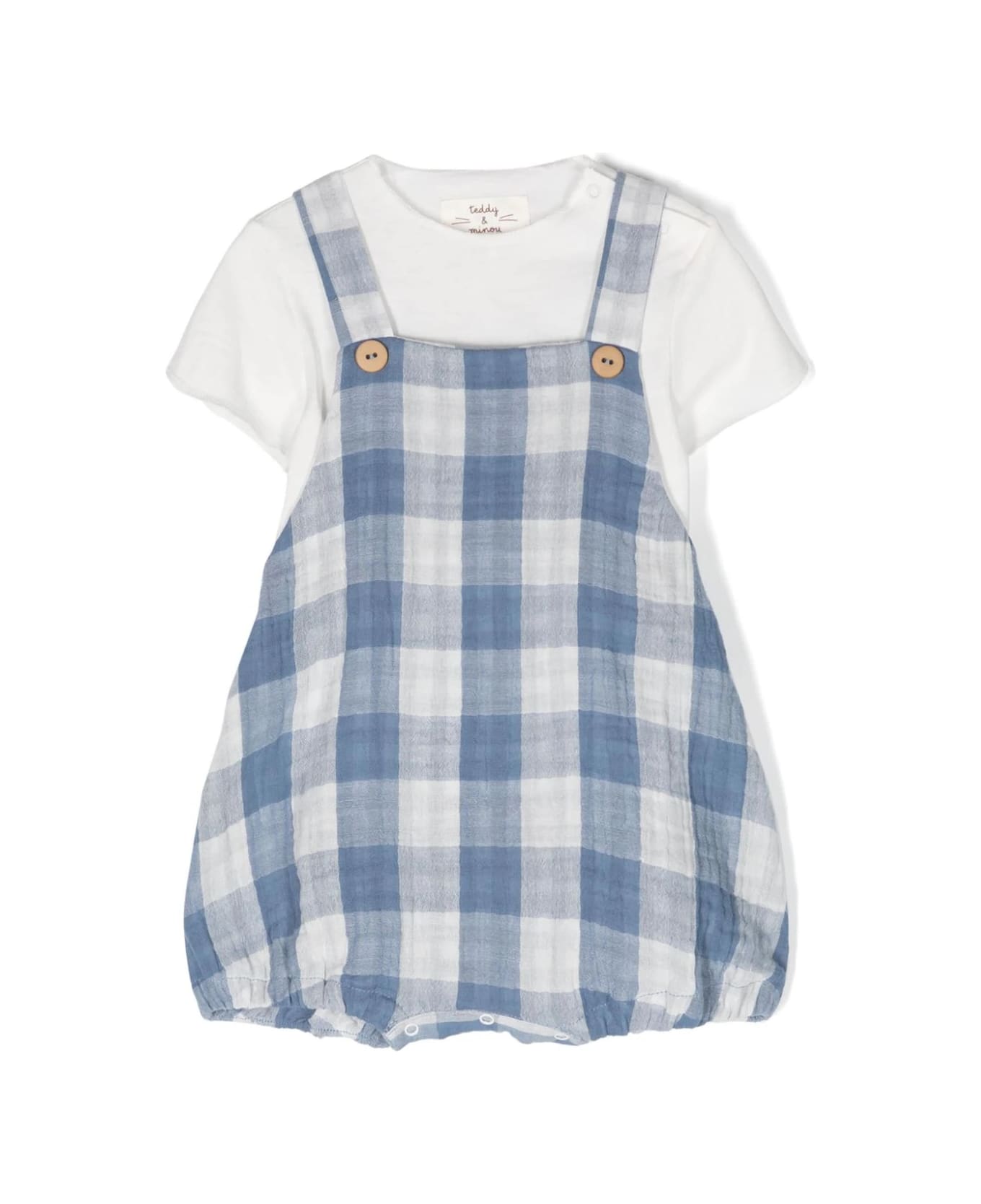 Teddy & Minou Two-piece Set With Dungarees In White And Blue - Blue ボディスーツ＆セットアップ