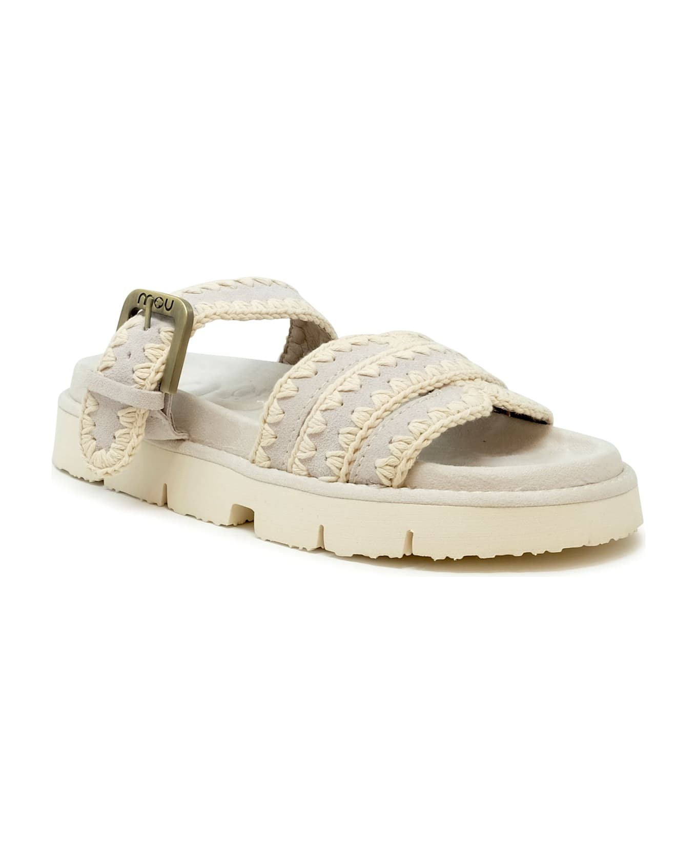 Mou Suede Bio Two Buckle Sandals - CHALK
