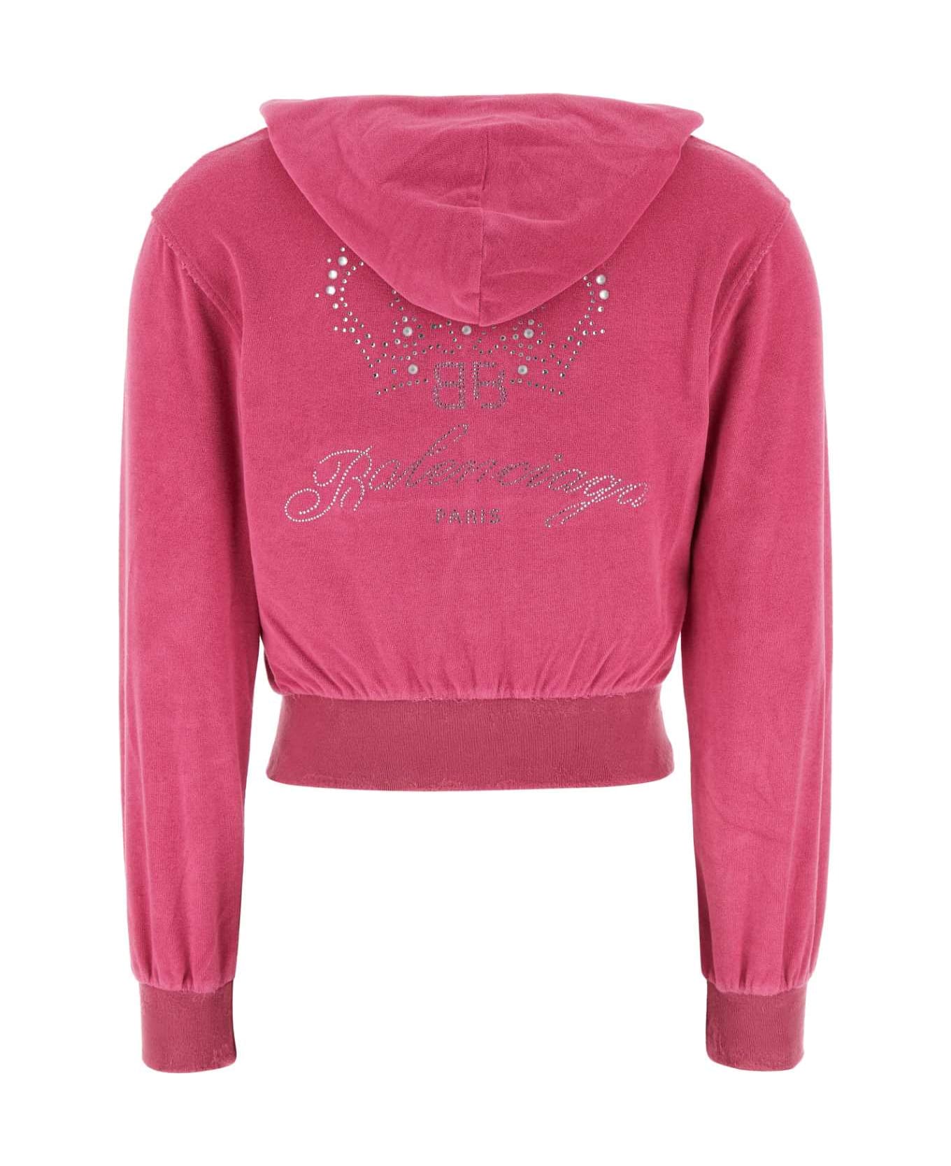 Balenciaga Pink Chenille Sweatshirt - DARKPINK