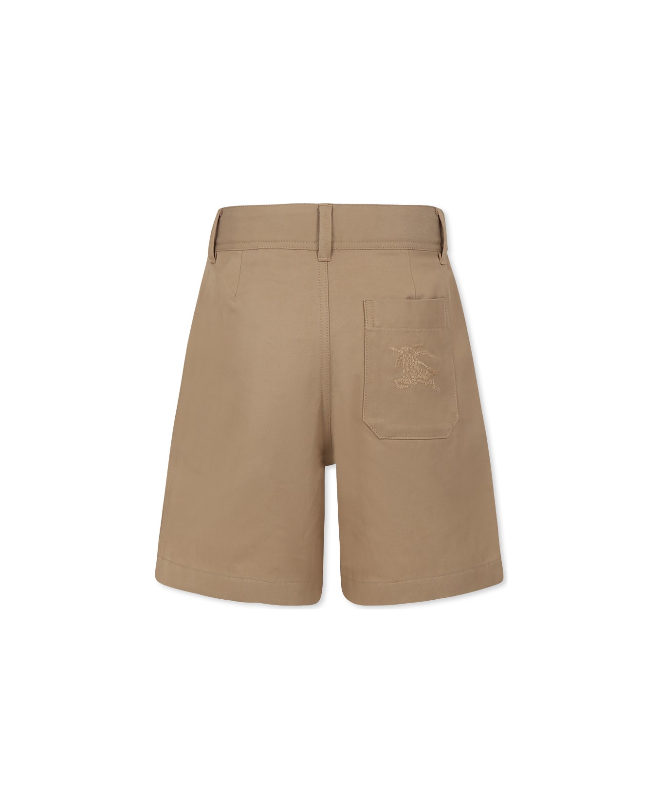 Burberry Beige Shorts For Baby Boy With Embroidered Logo - Beige