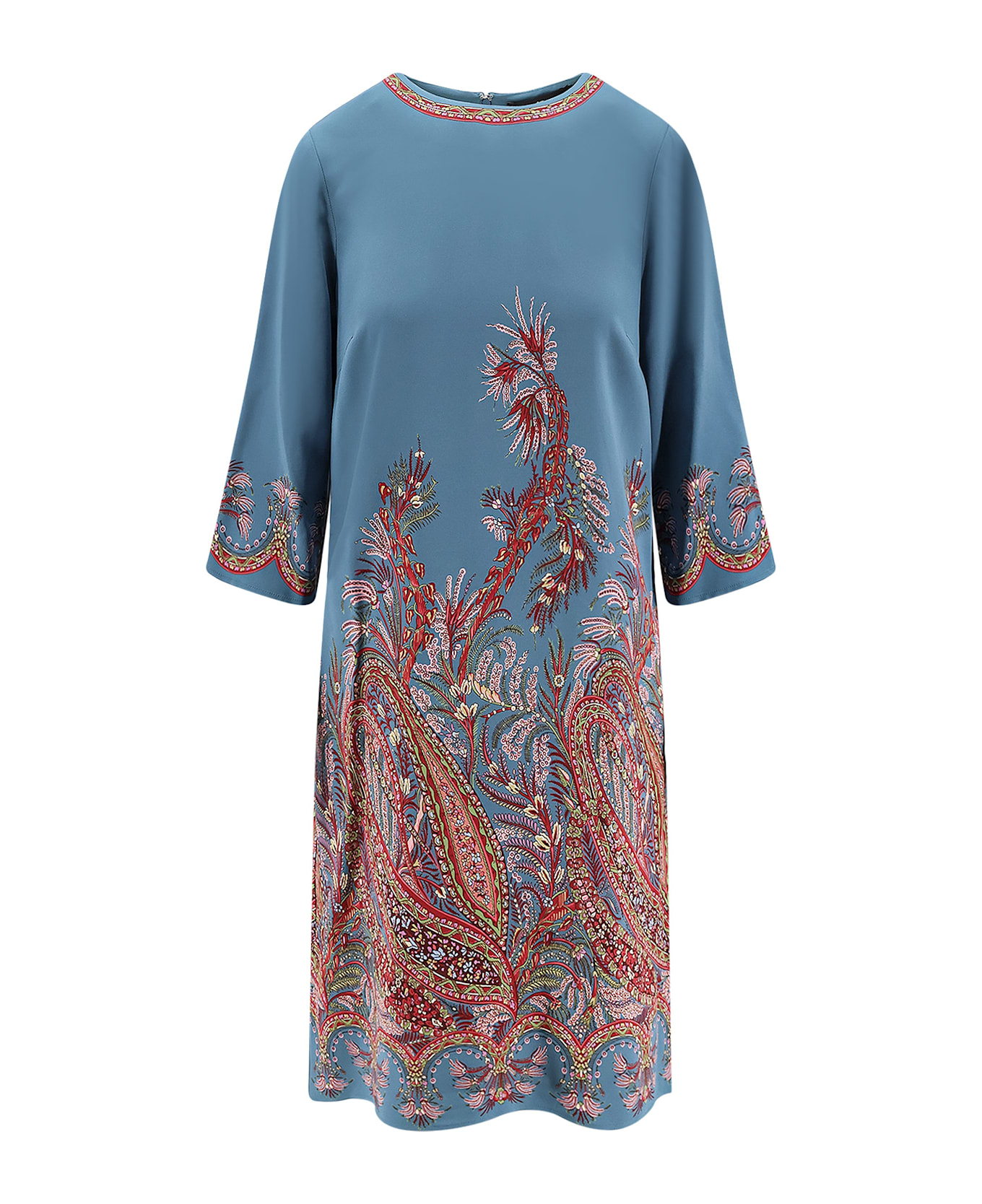 Etro Viscose Blend Dress With Iconic Print - Clear Blue
