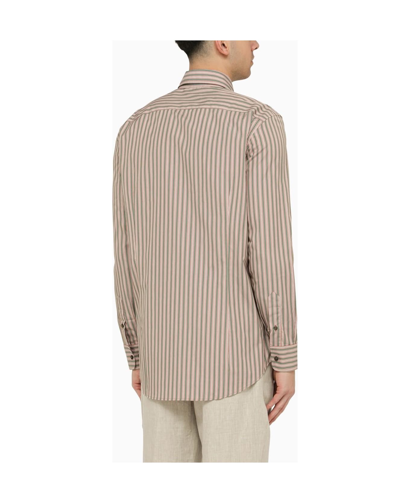 Etro Pink\/green Striped Cotton Shirt - Pink