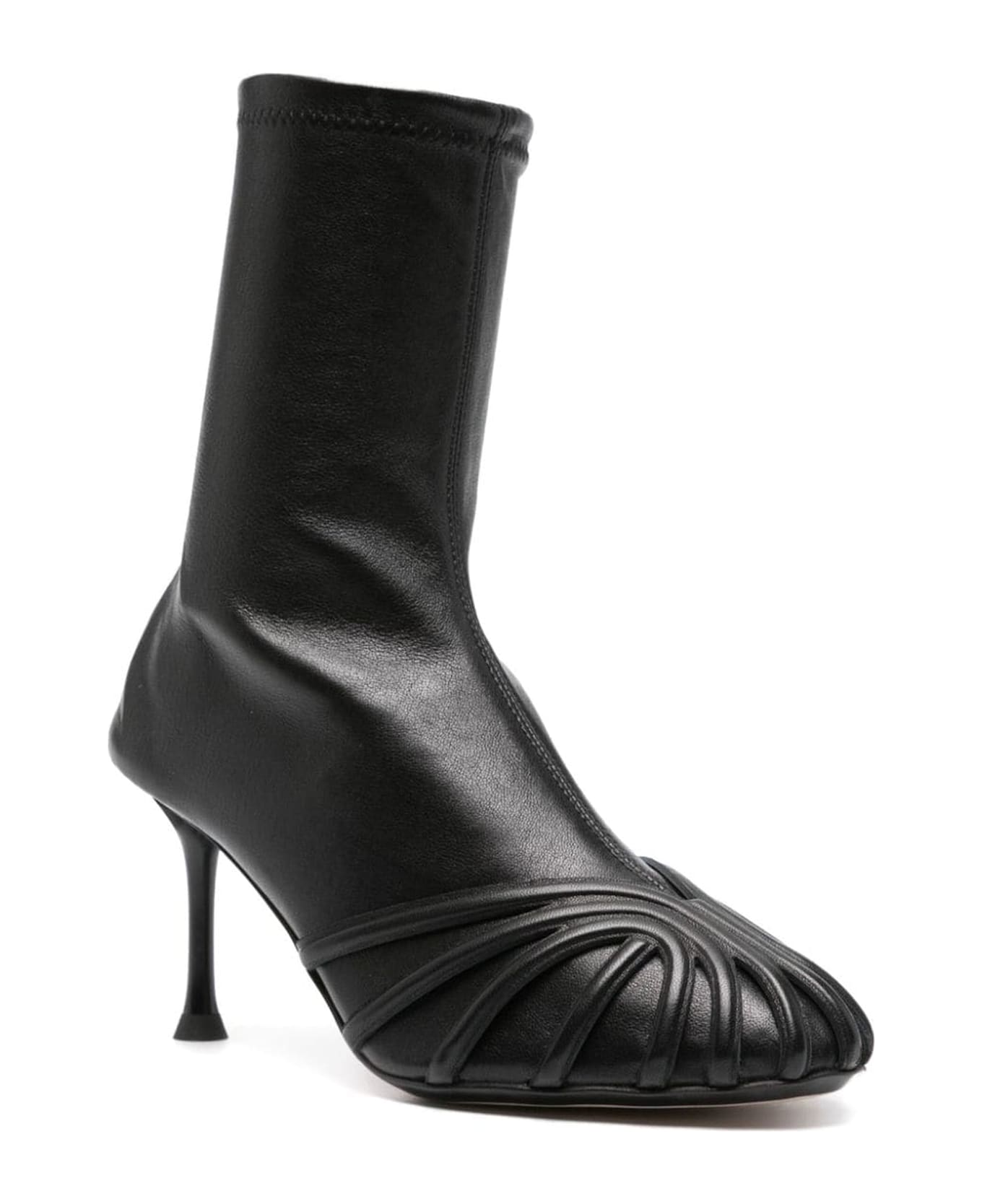 Alevì Black Calf Leather Ankle Boots - Black