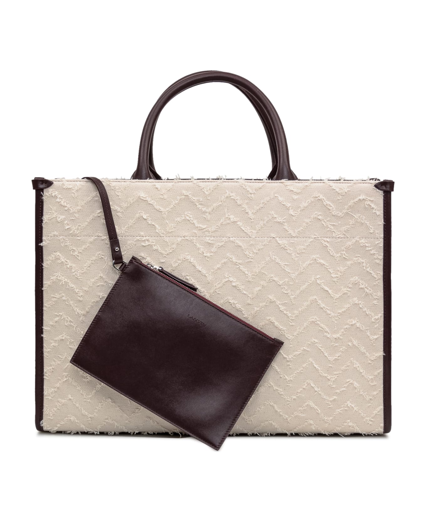 Lanvin Tote In&out Bag - BEIGE FONC�/BORDEAUX