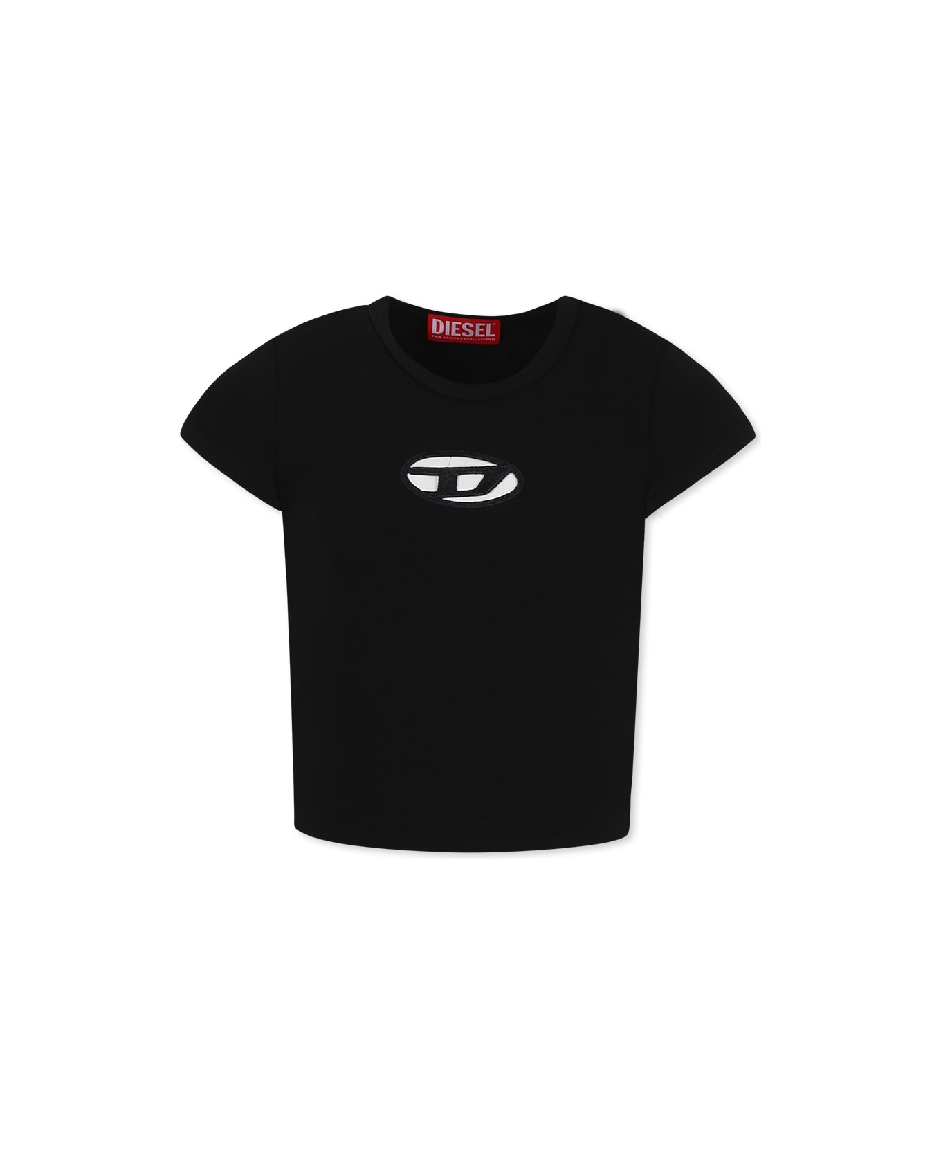 Diesel Black T-shirt For Girl With Logo - Black