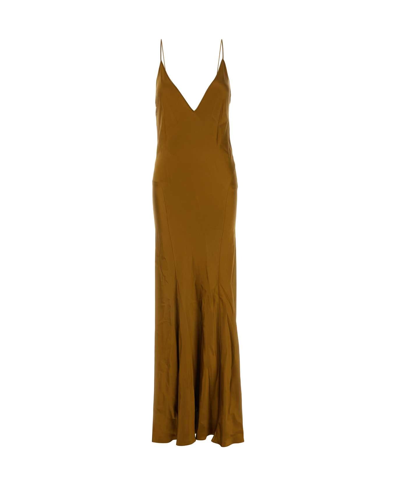 Saint Laurent Ochre Satin Long Dress - OCRE