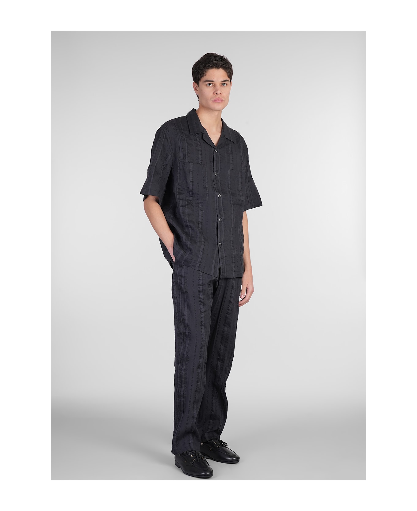 Barena Solana Shirt In Black Linen - black