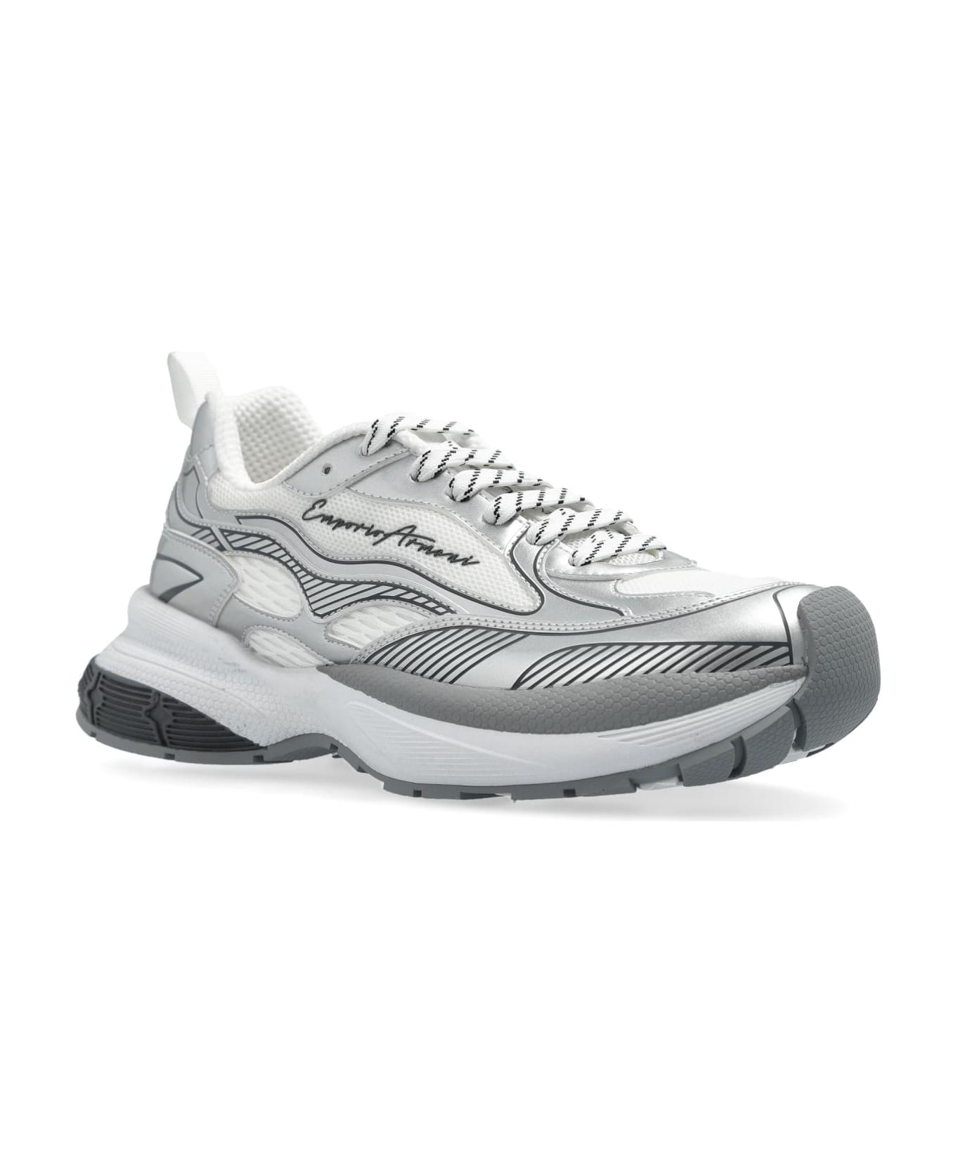 Emporio Armani Sneakers With Logo - Silver