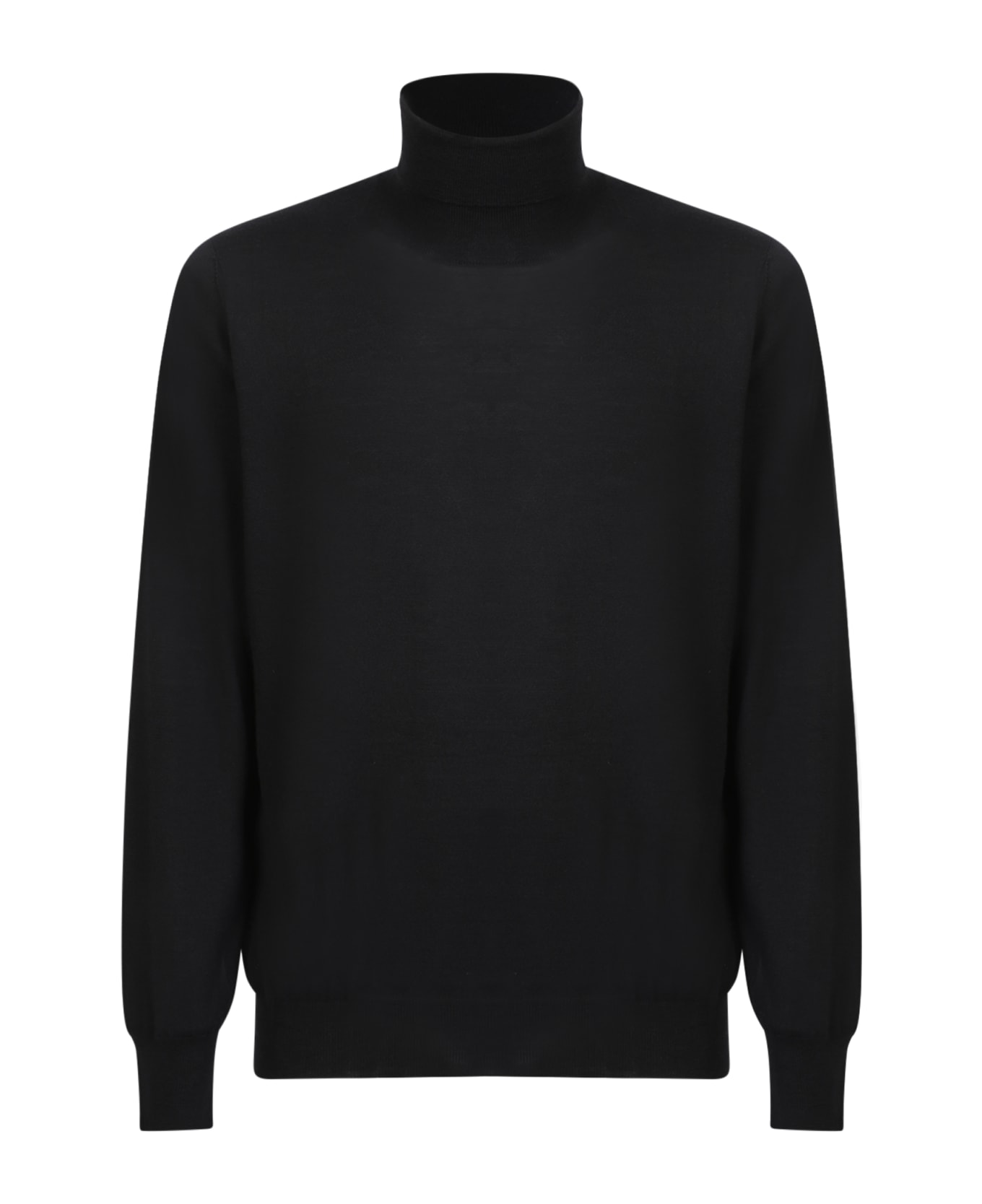 Lardini High Neck Wool Sweater Black - Black