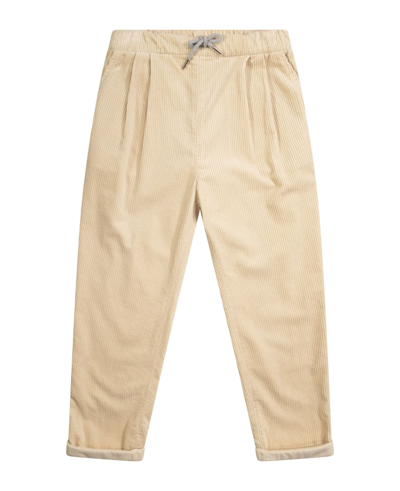 Brunello Cucinelli Garment-dyed Twisted Cotton Gabardine Pants With Drawstrings - Beige