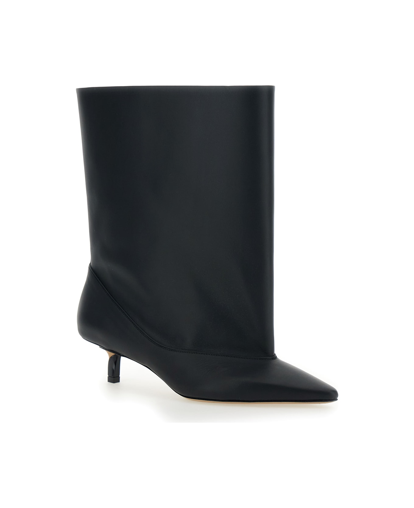 Jacquemus 
les Bottes Tourni
 Black Ankle Boots With Pointed Toe And Low Stiletto Heel In Leather Woman - Black