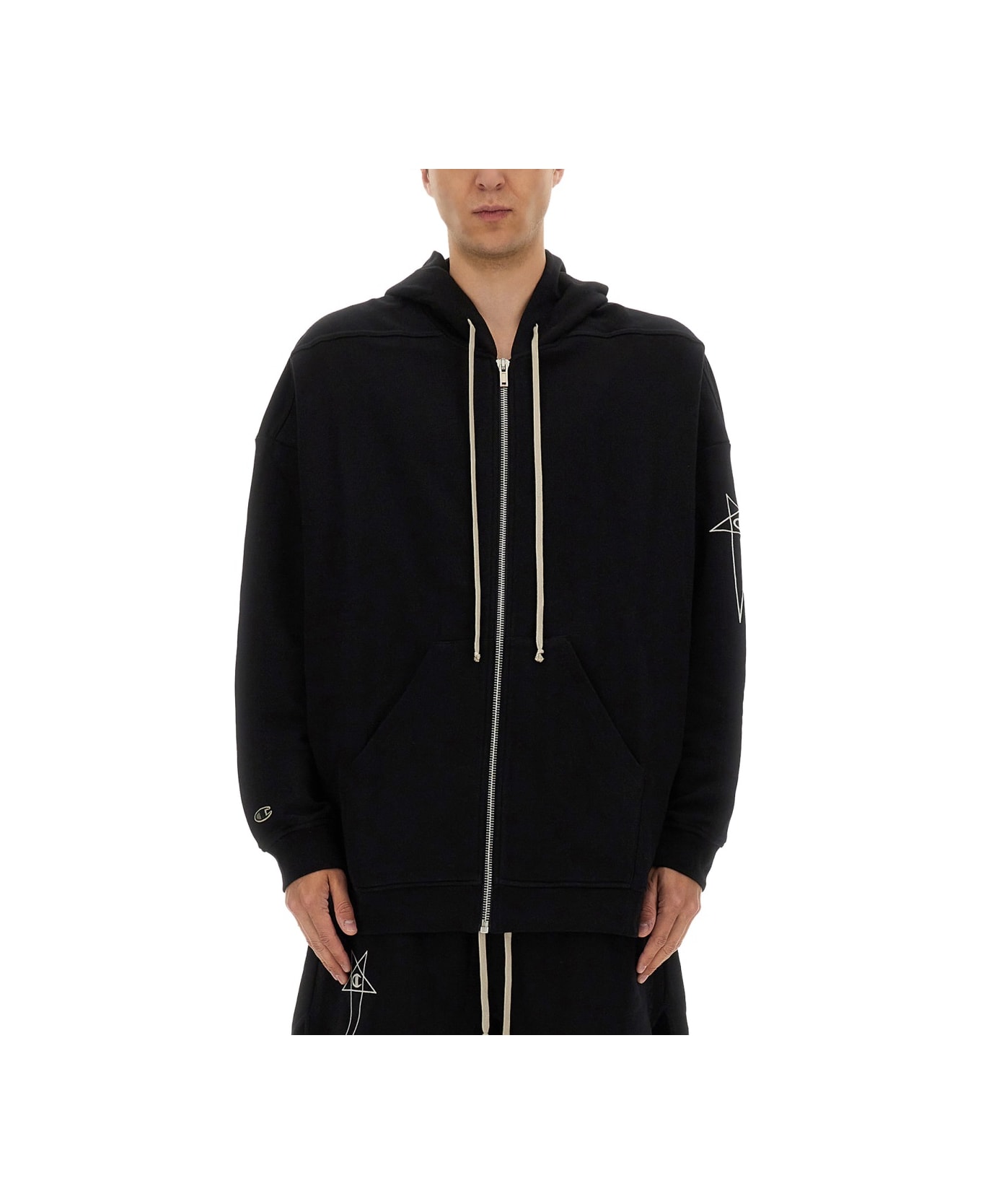 Rick Owens x Champion Jumbo Jason
s Hoodie - BLACK