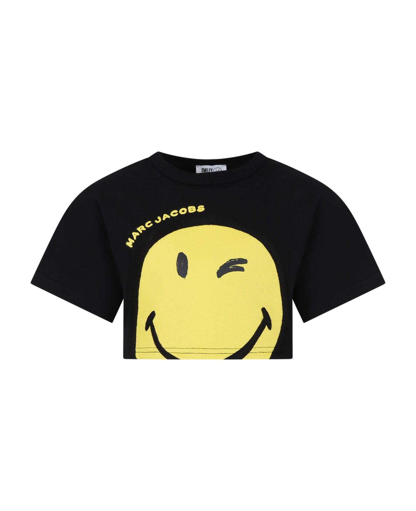 Marc Jacobs Black T-shirt For Girl With Smiley And Logo - Black