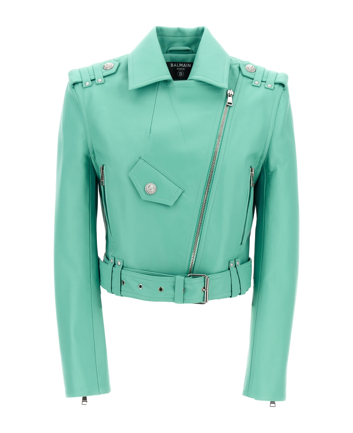 Balmain 'biker' Jacket - Light Blue