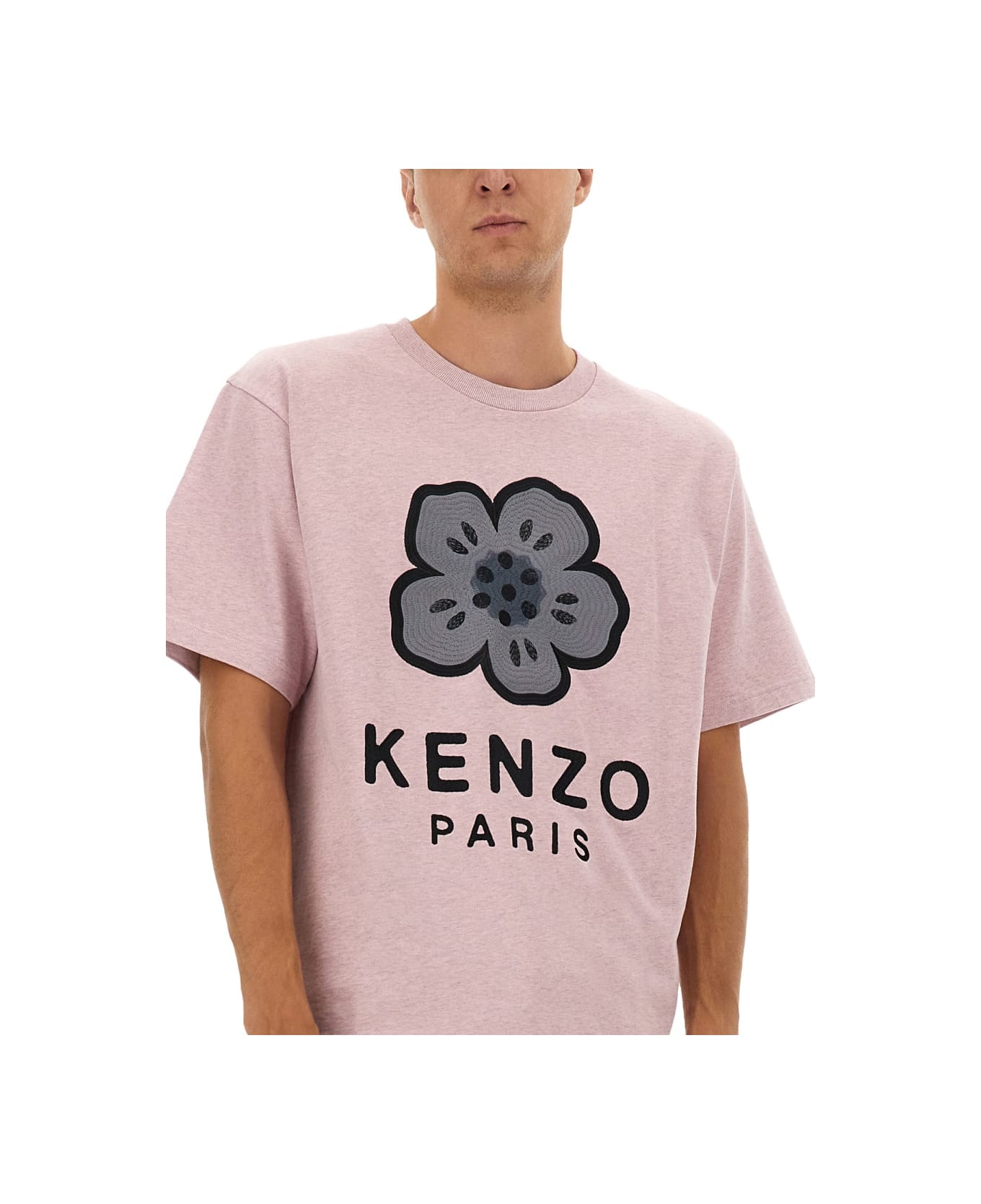Kenzo Oversized T-shirt With "boke Flower" Embroidery - PINK