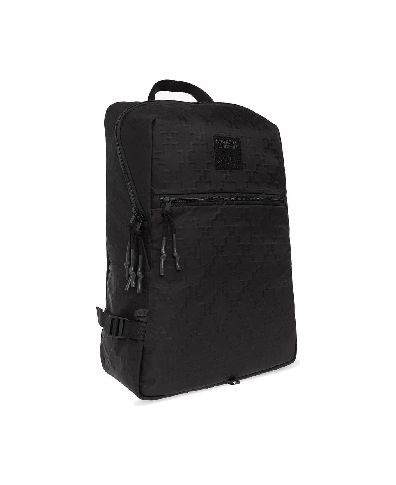 Marcelo Burlon Logo Patch Zipped Backpack - Nero