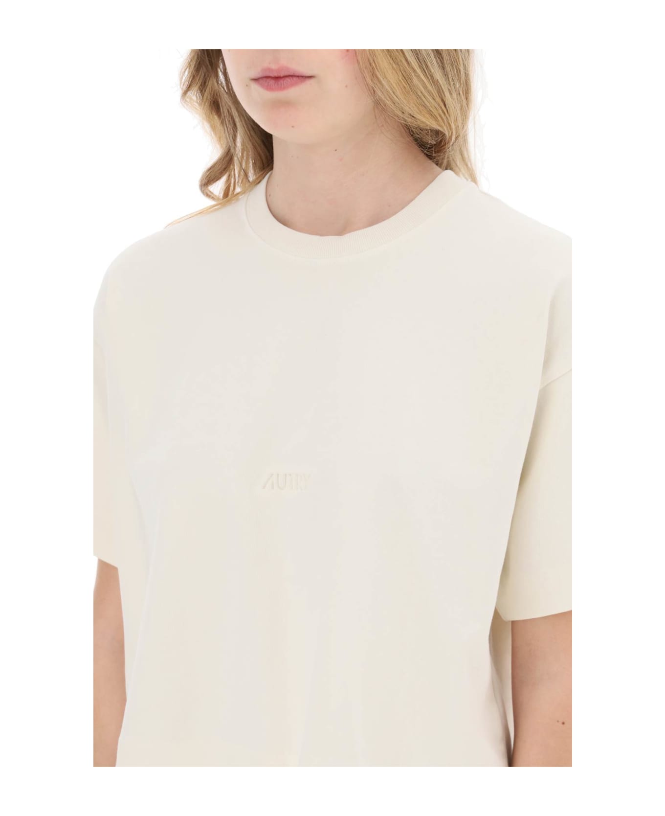 Autry Boxy T-shirt With Debossed Logo - SUOLA CREAM (White)