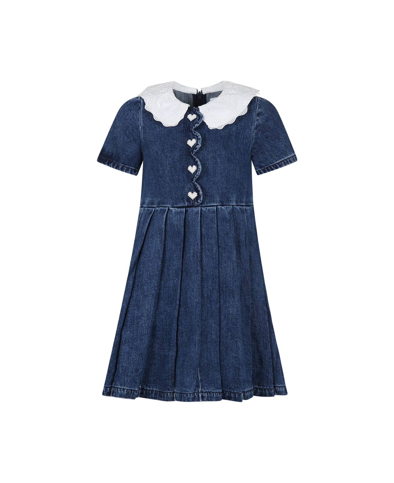 self-portrait Blue Dress Forg Irl With Embroidered Lace - Denim