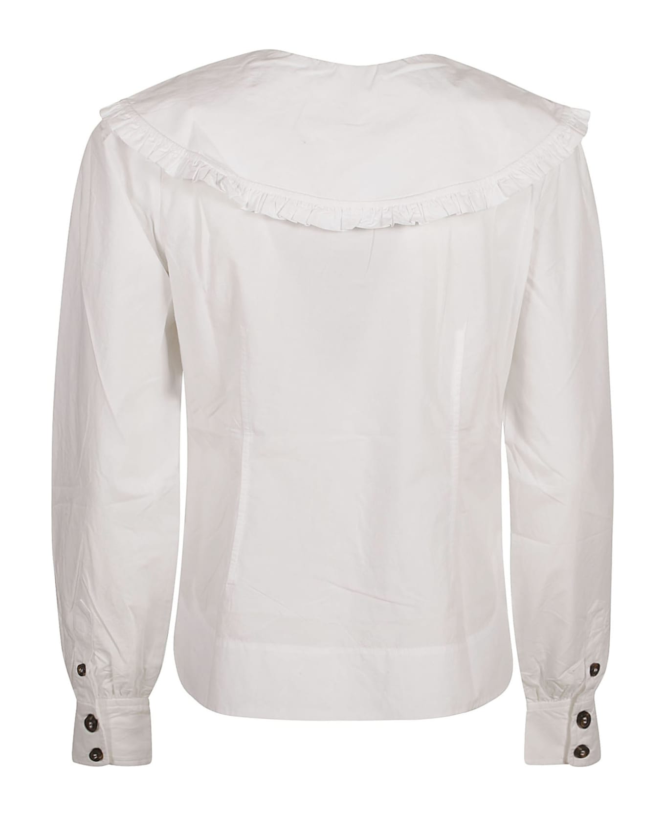 Ganni Maxi Collar Shirt - Bright White ブラウス