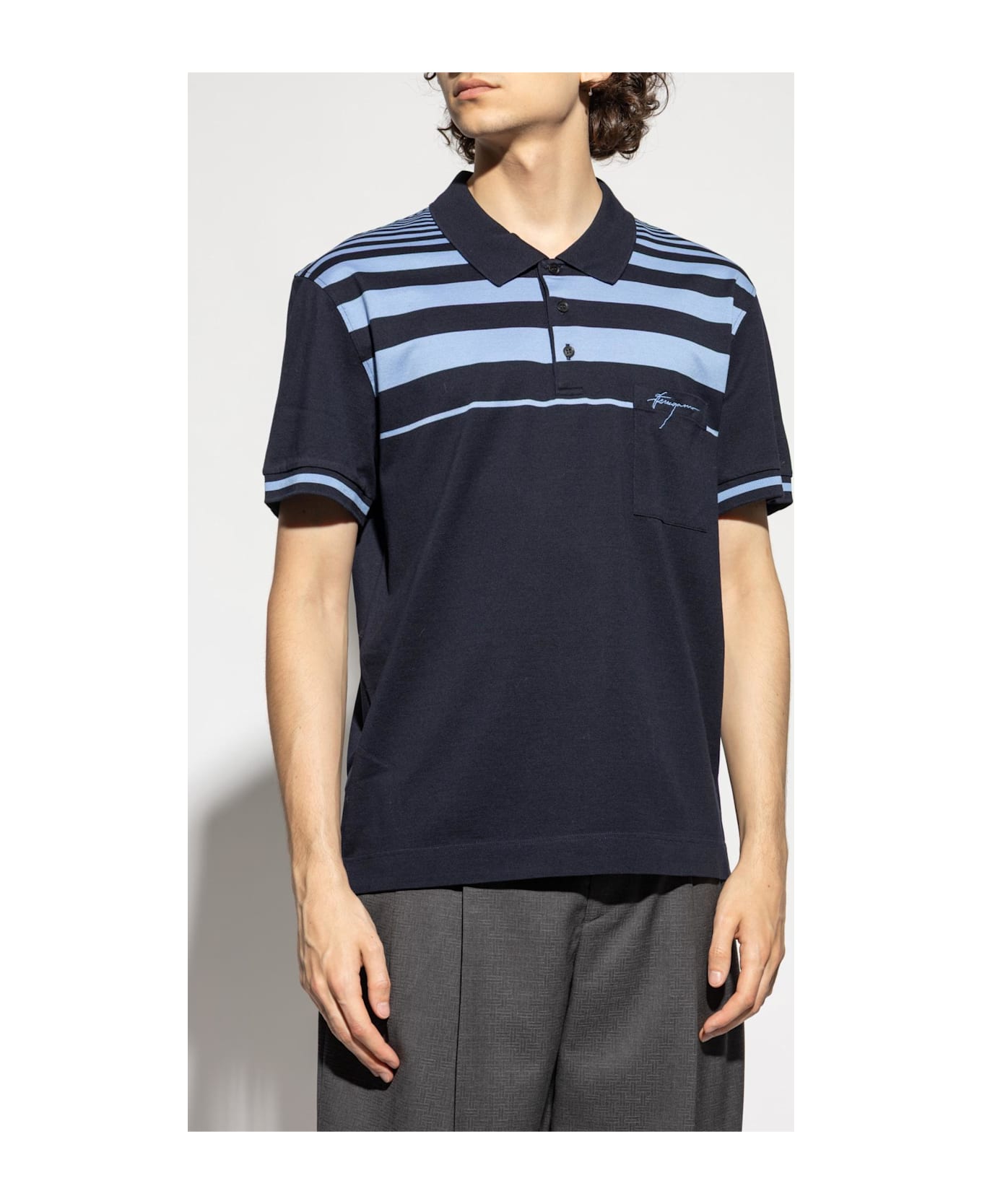 Ferragamo Polo With Logo - BLUE