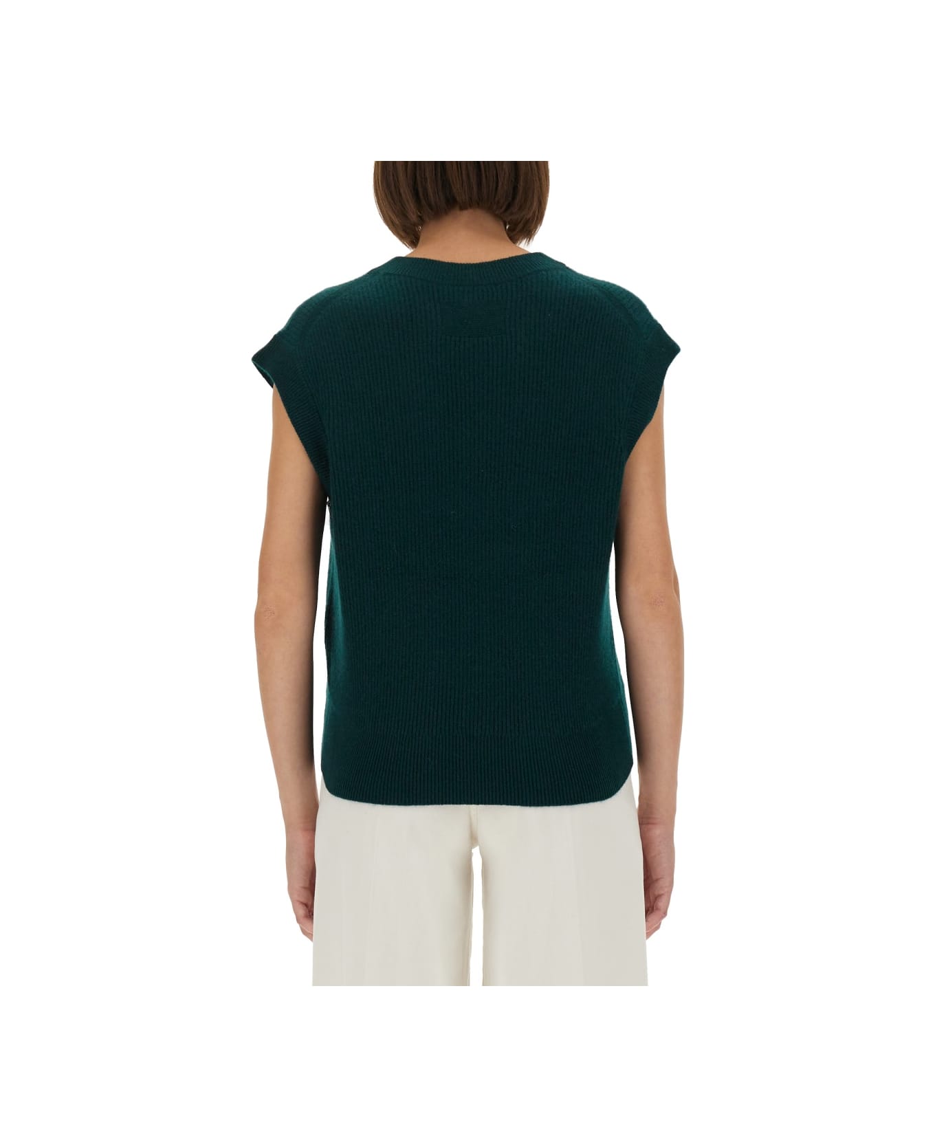 Guest in Residence Ribbed Knit Vest - GREEN
