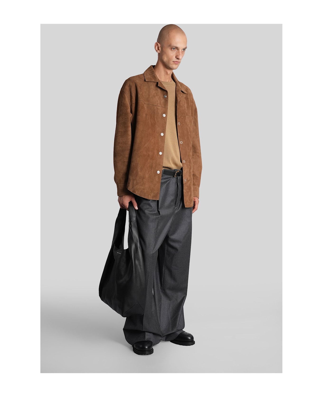 Ami Alexandre Mattiussi Shirt In Brown Suede - brown