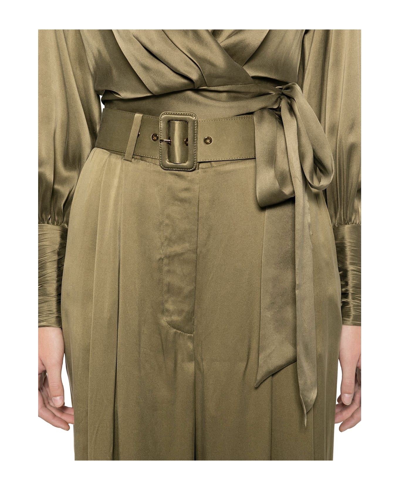 Zimmermann Wide Leg Pants In Seta - Green