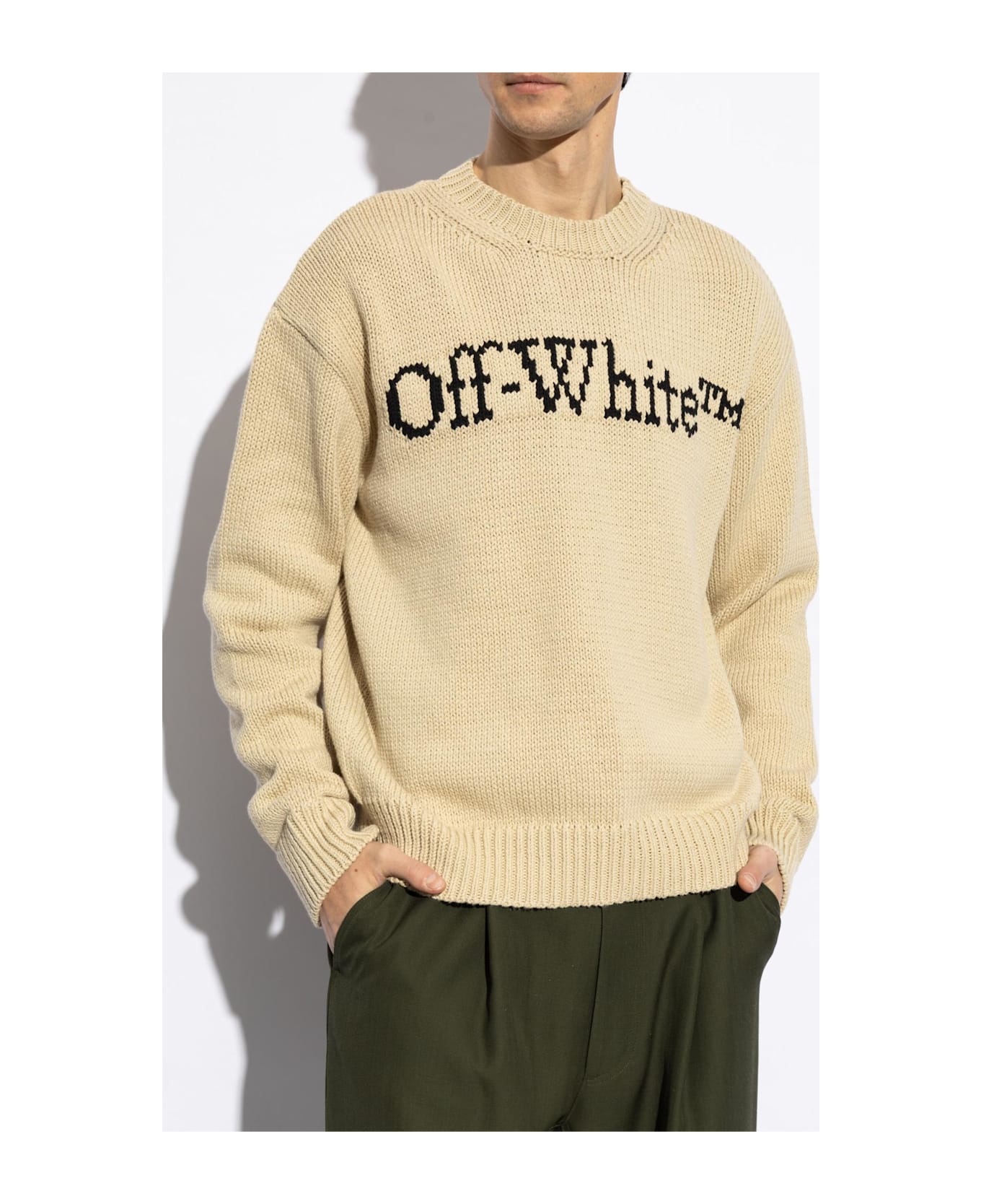 Off-White Sweater With Logo - Beige