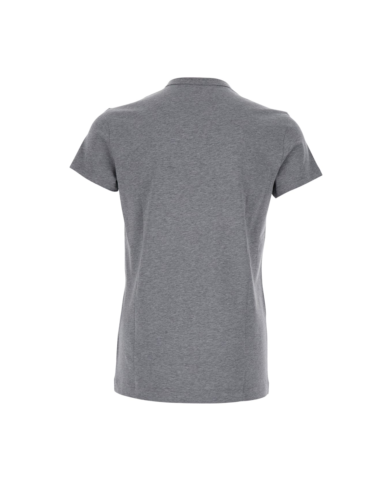 Dolce 
Gabbana Grey Crewneck T-shirt With Tonal Logo Lettering Embroidery On The Front In Cotton Stretch Man - Grey