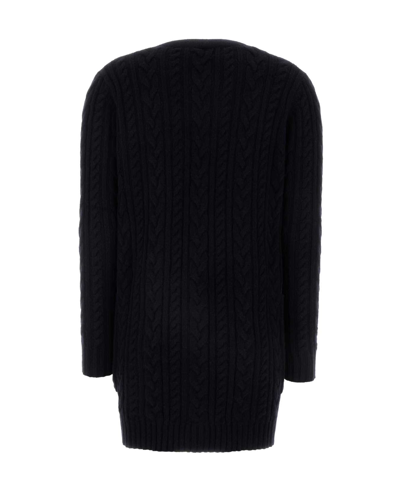 Max Mara Black Wool Blend Calotta Cardigan - BLU MARINO