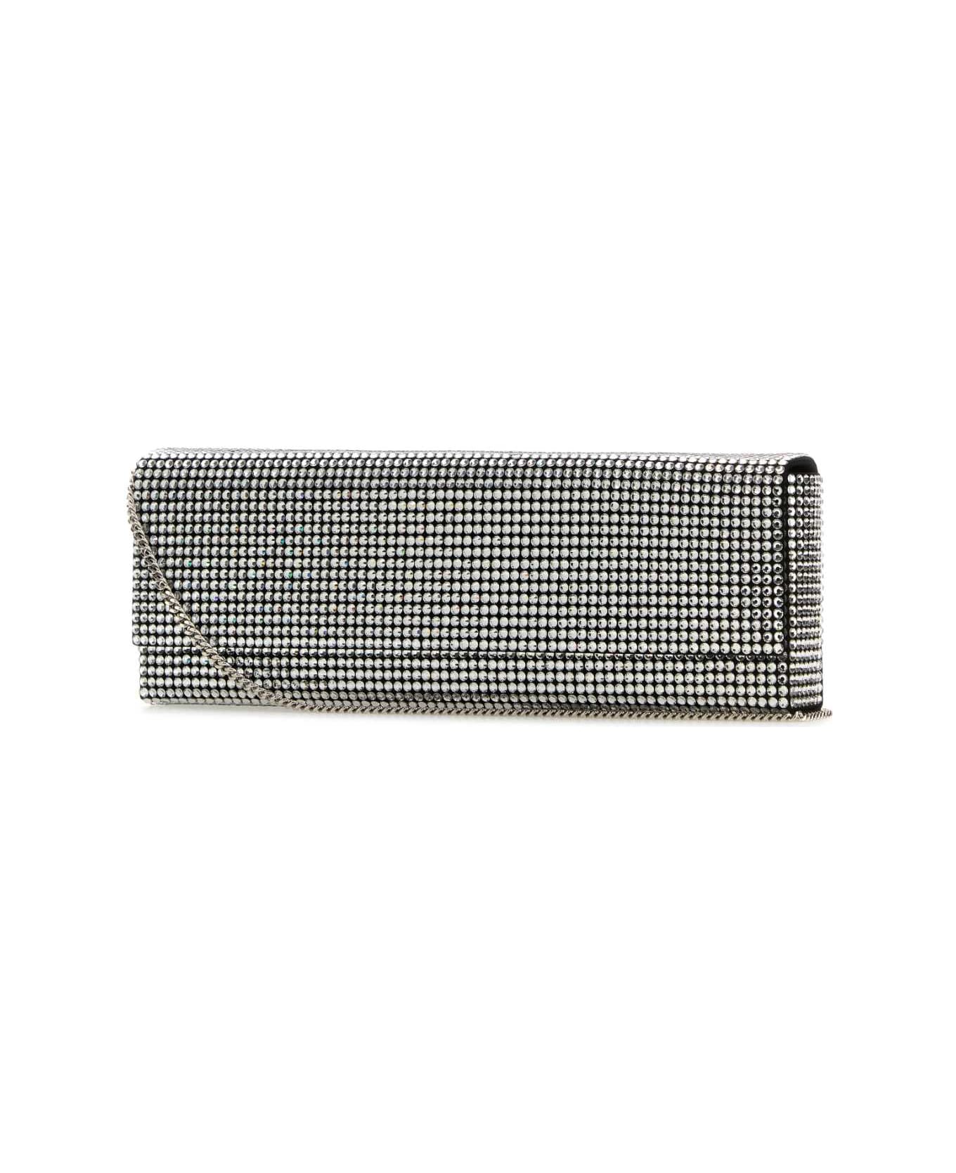 Amina Muaddi Embellished Satin Amini Paloma Clutch - SATBLASIL