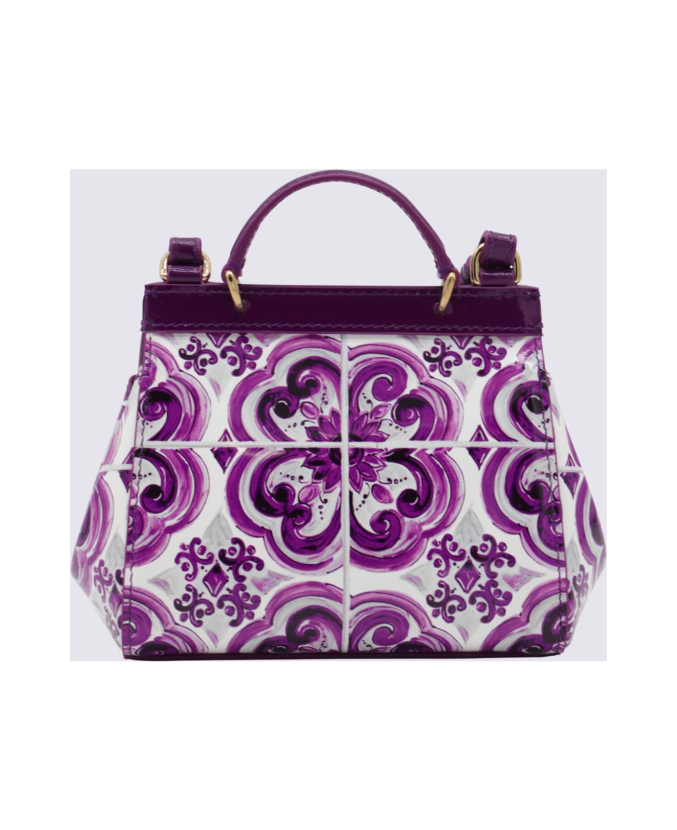 Dolce 
Gabbana Purple Leather Sicily Top Handle Bag - MAIOLICA VIOLA