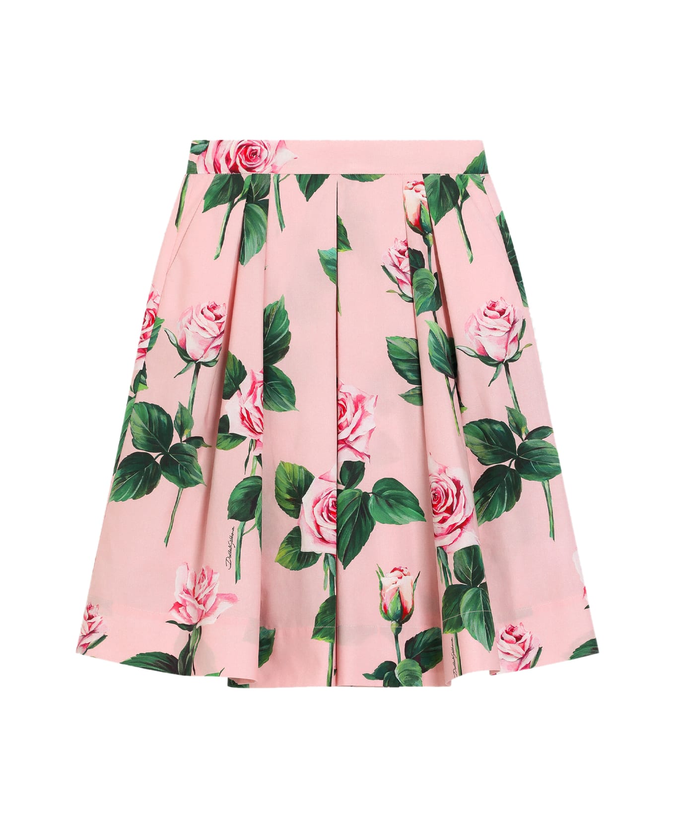 Dolce & Gabbana Rose Print Poplin Skirt - Rose
