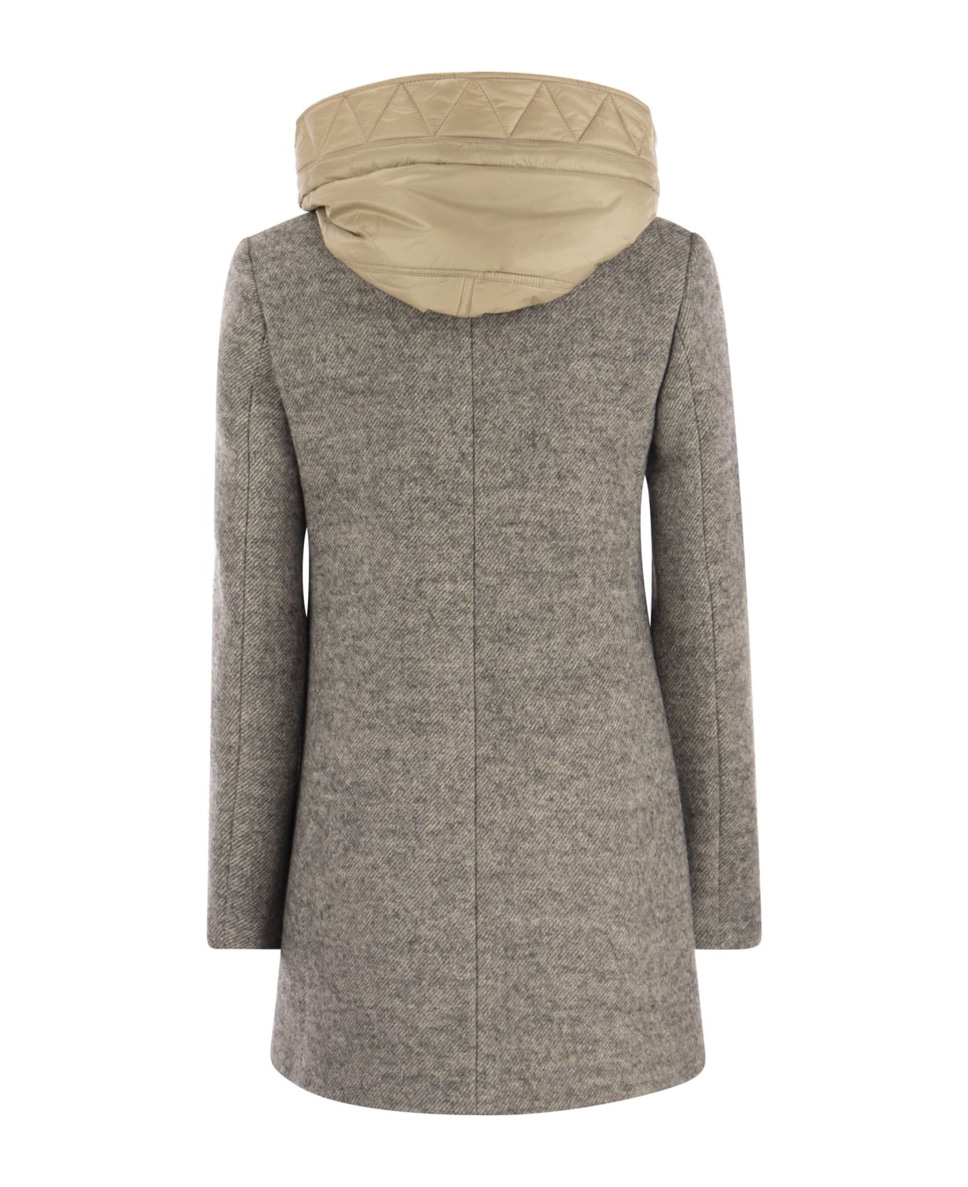 Fay Toggle - Wool-blend Coat With Hood - Melange Grey