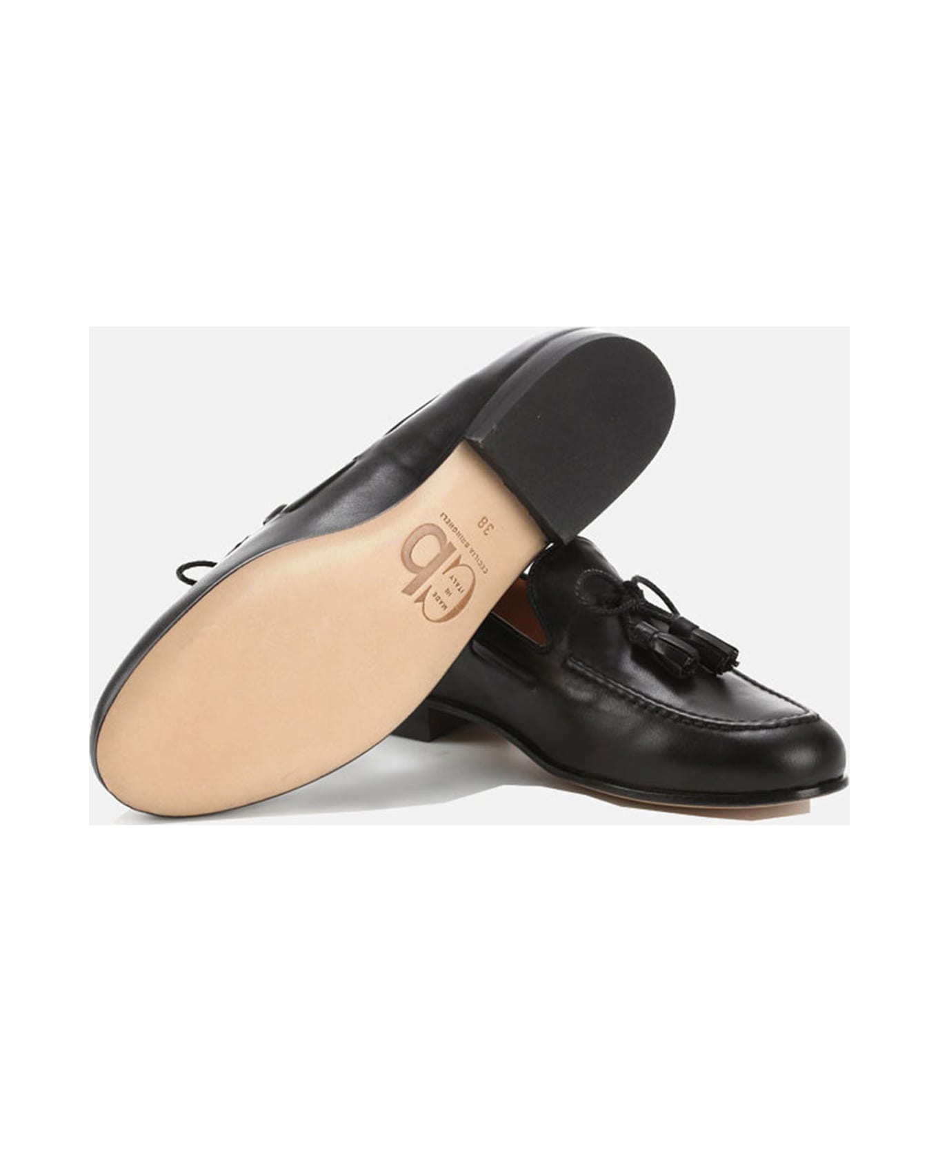 CB Made in Italy Leather Flats Todi - Black