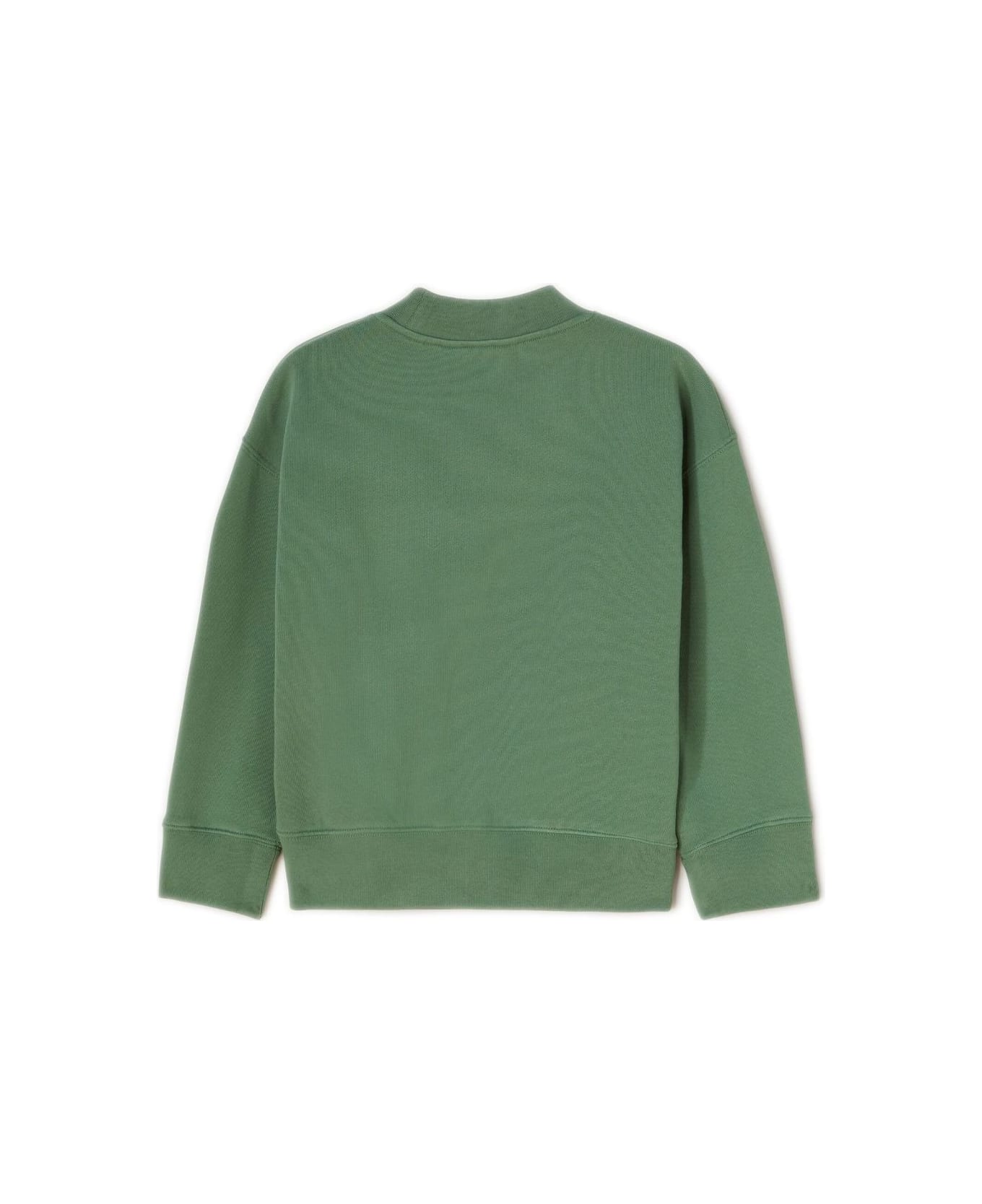 Palm Angels Green Crew Neck Sweatshirt With Curved Logo - Green ニットウェア＆スウェットシャツ