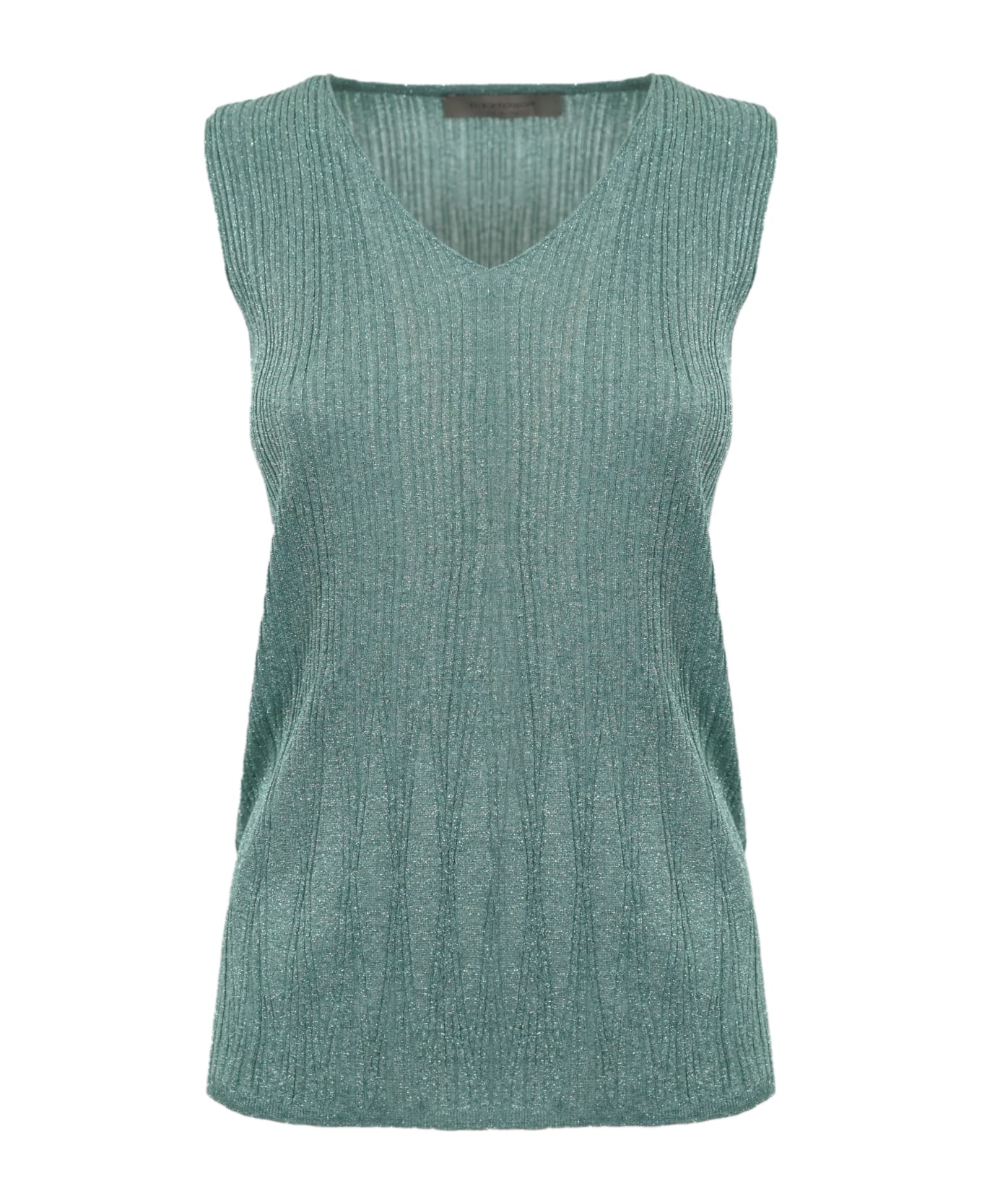 D.Exterior Ribbed Top In Viscose And Lurex - Aloe