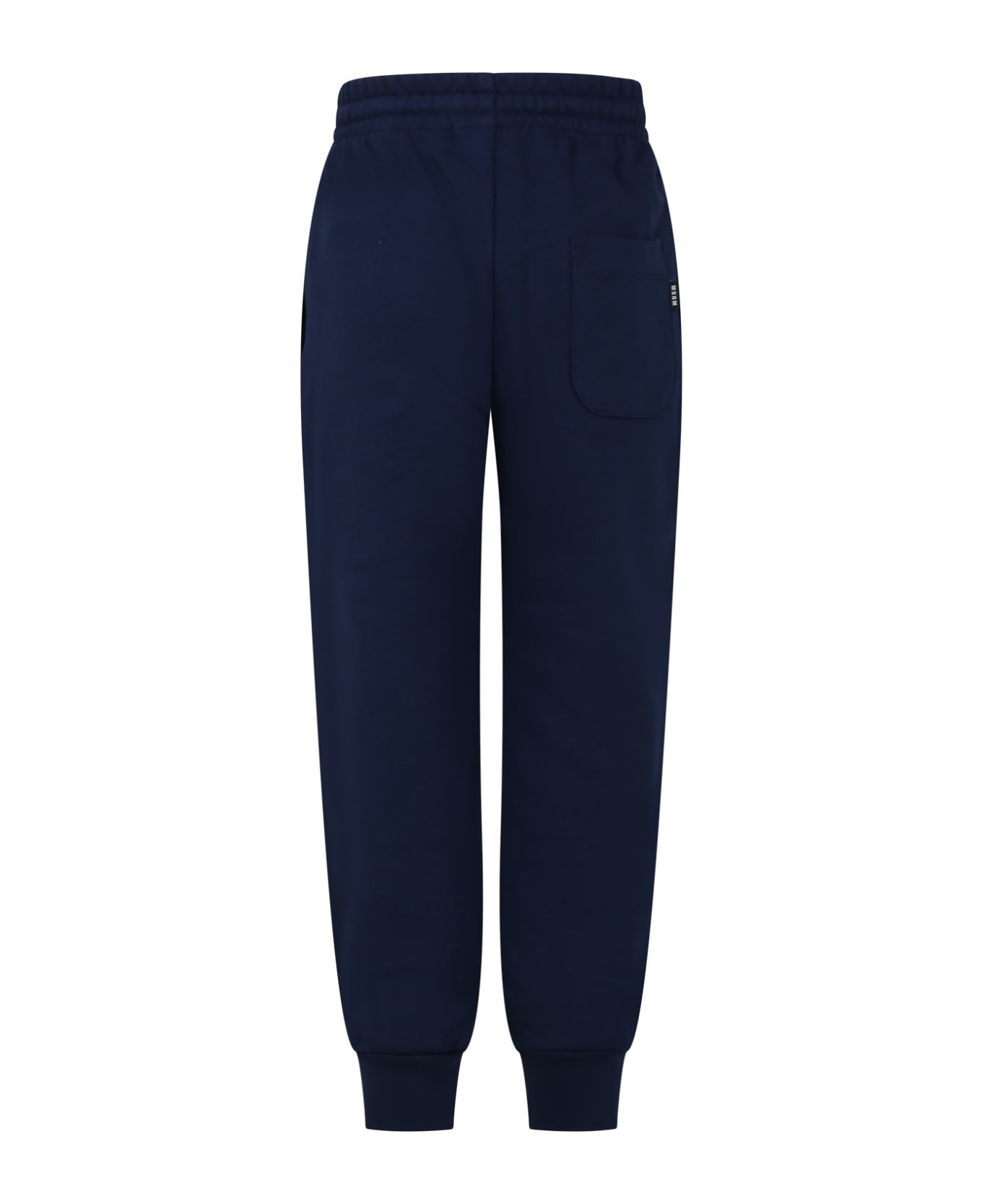 MSGM Blue Trousers For Kids With Logo - Blu ボトムス