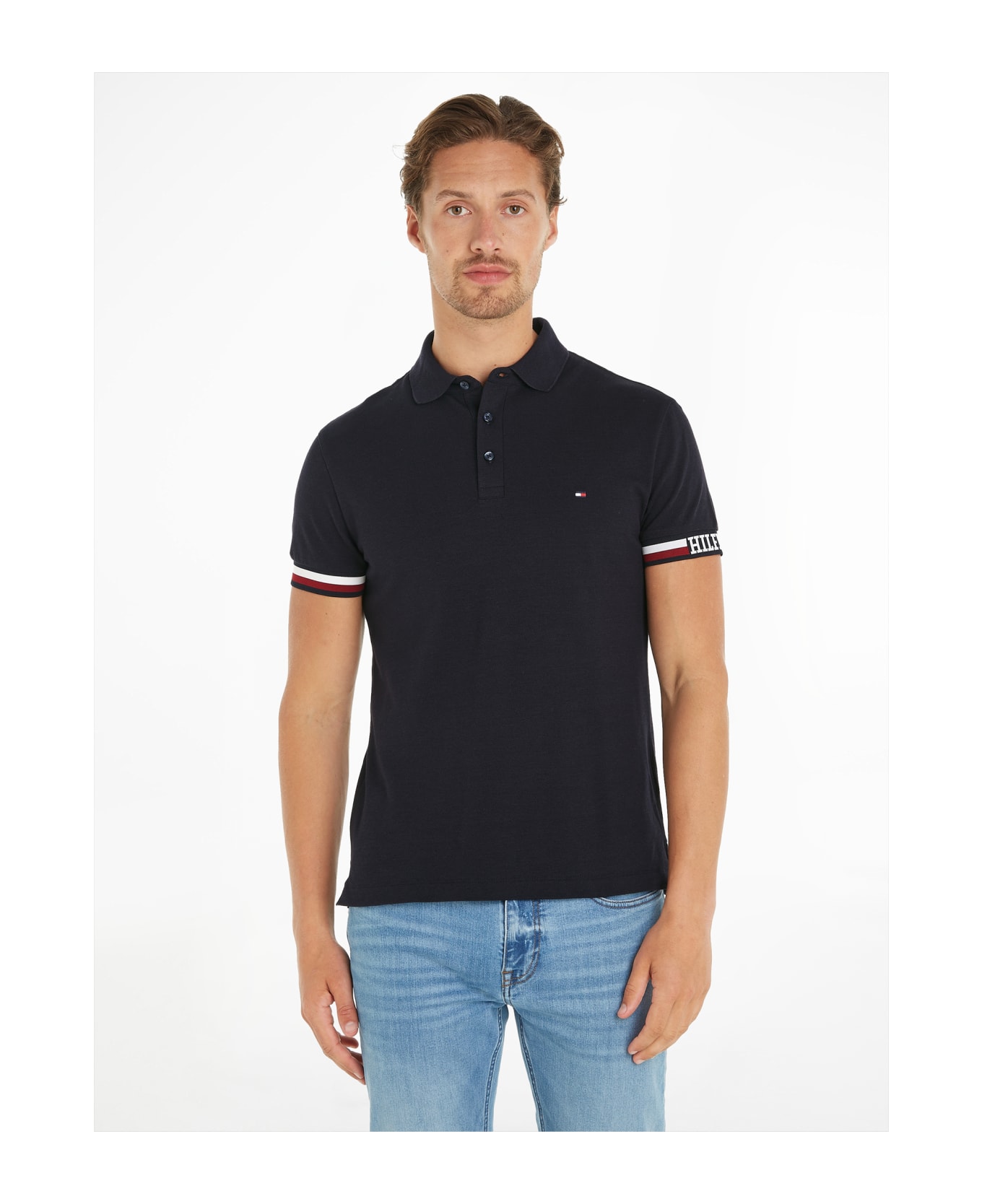 Tommy Hilfiger Navy Blue Short-sleeved Polo Shirt - DESERT SKY ポロシャツ