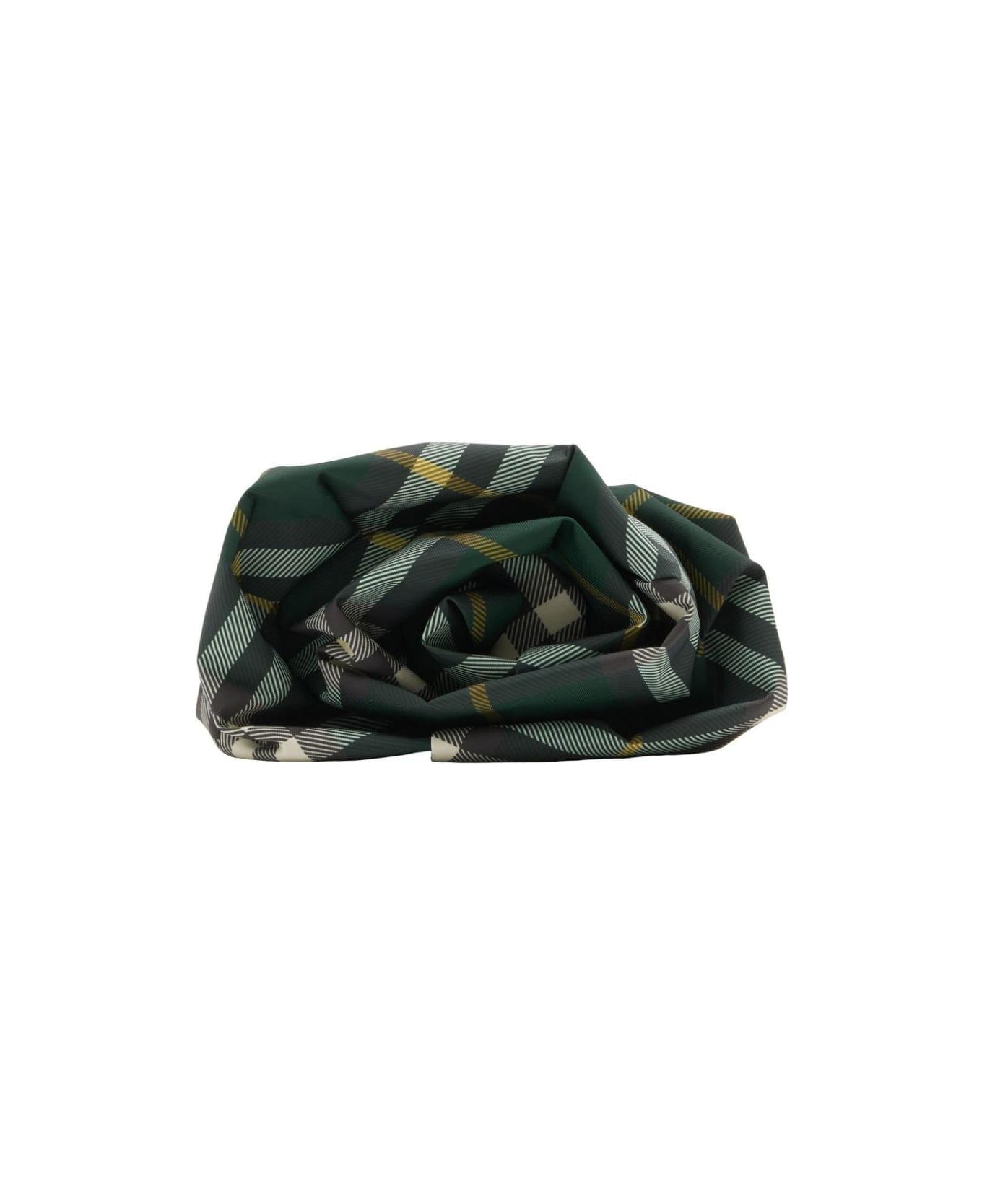 Burberry Rose Checkered Ruched Clutch Bag - Green