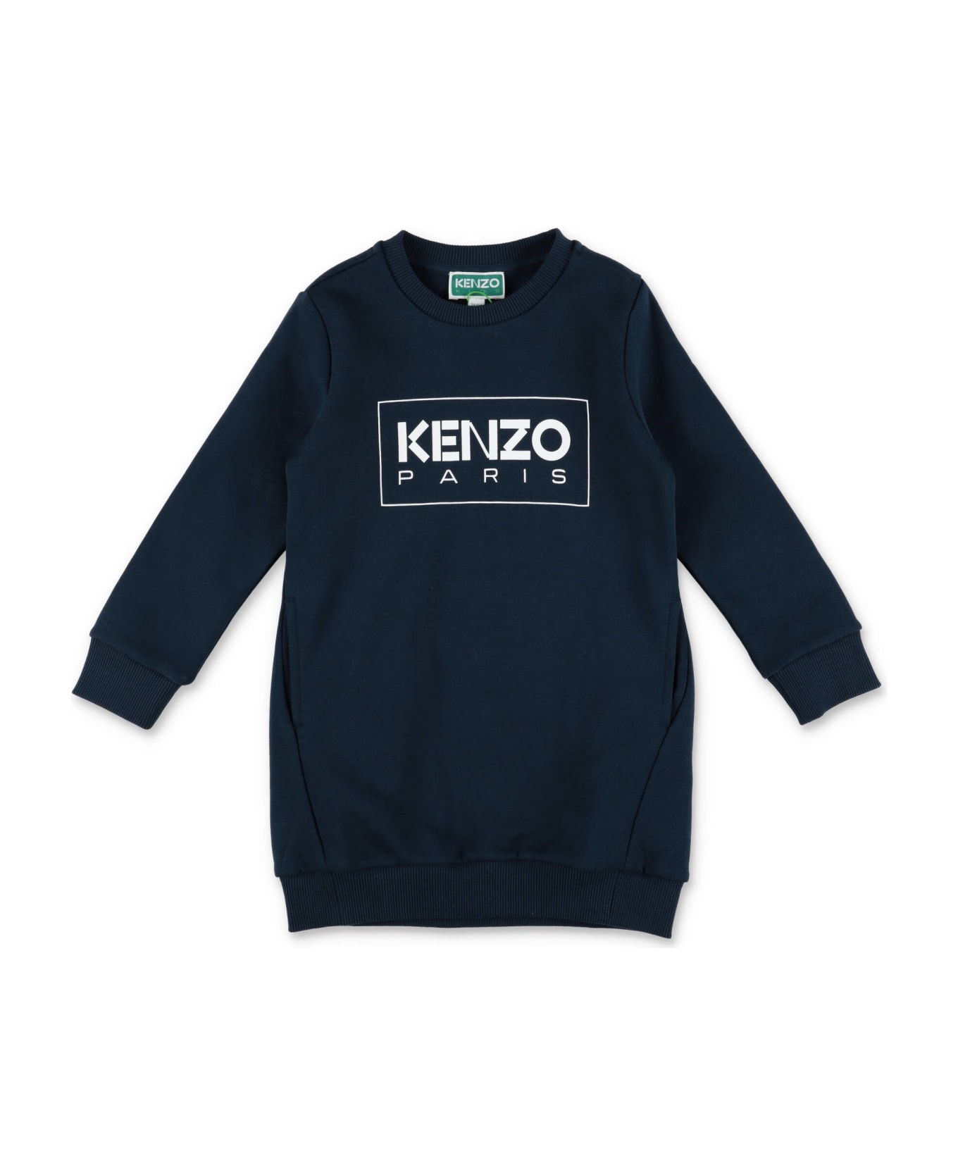 Kenzo Kids Kenzo Abito Blu Navy In Felpa Di Cotone Bambina - Blu