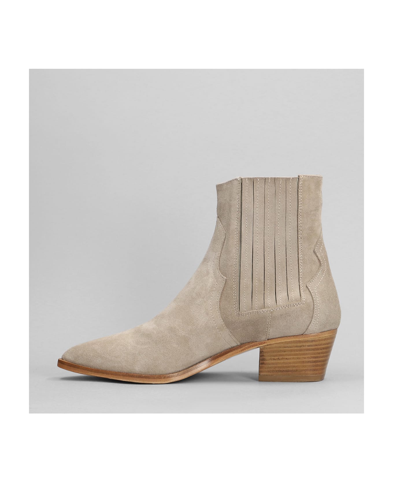 Julie Dee Texan Ankle Boots In Beige Suede - beige