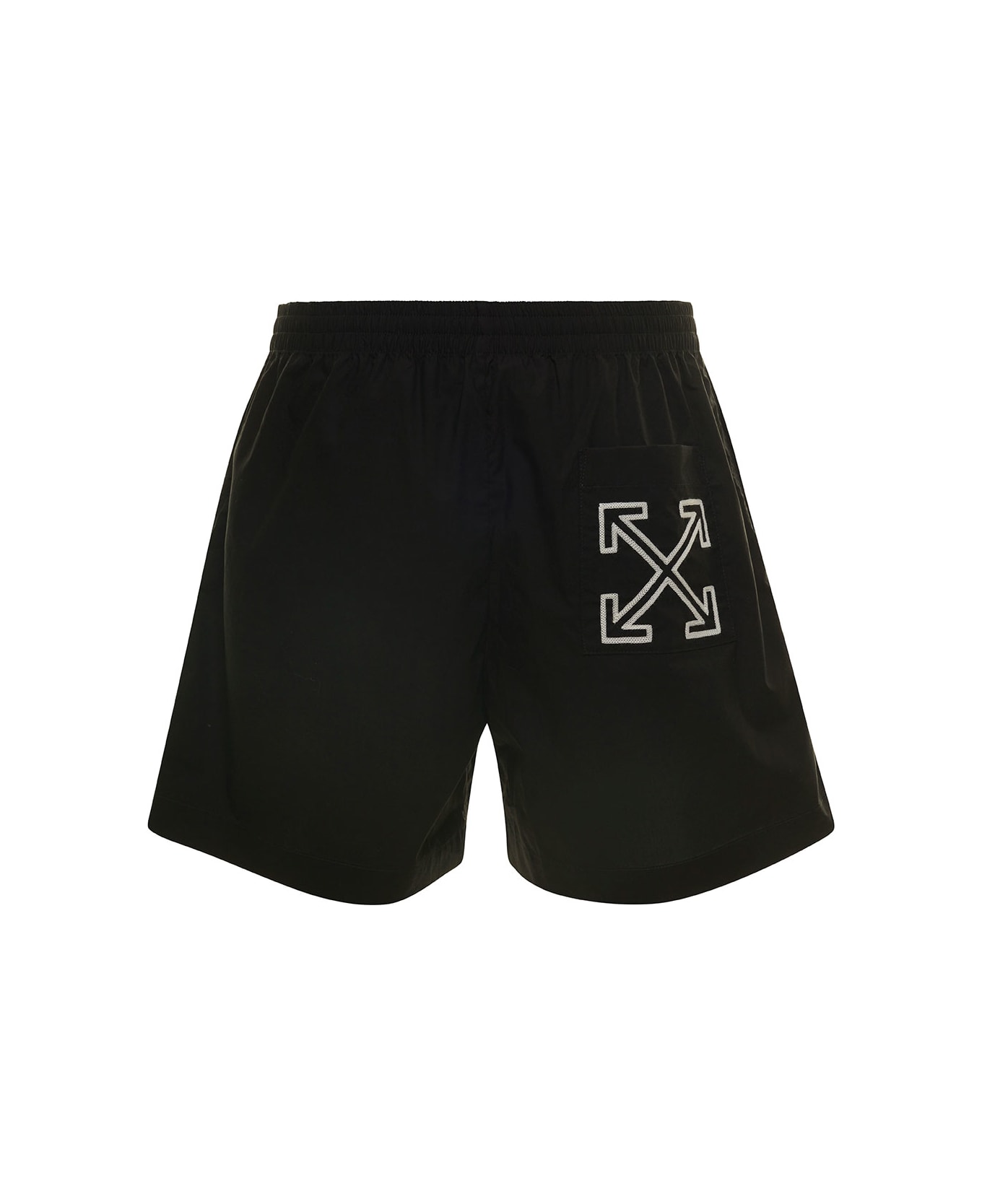 Off-White Black Shorts With Contrasting Logo Print At The Front In Cotton Man - Black