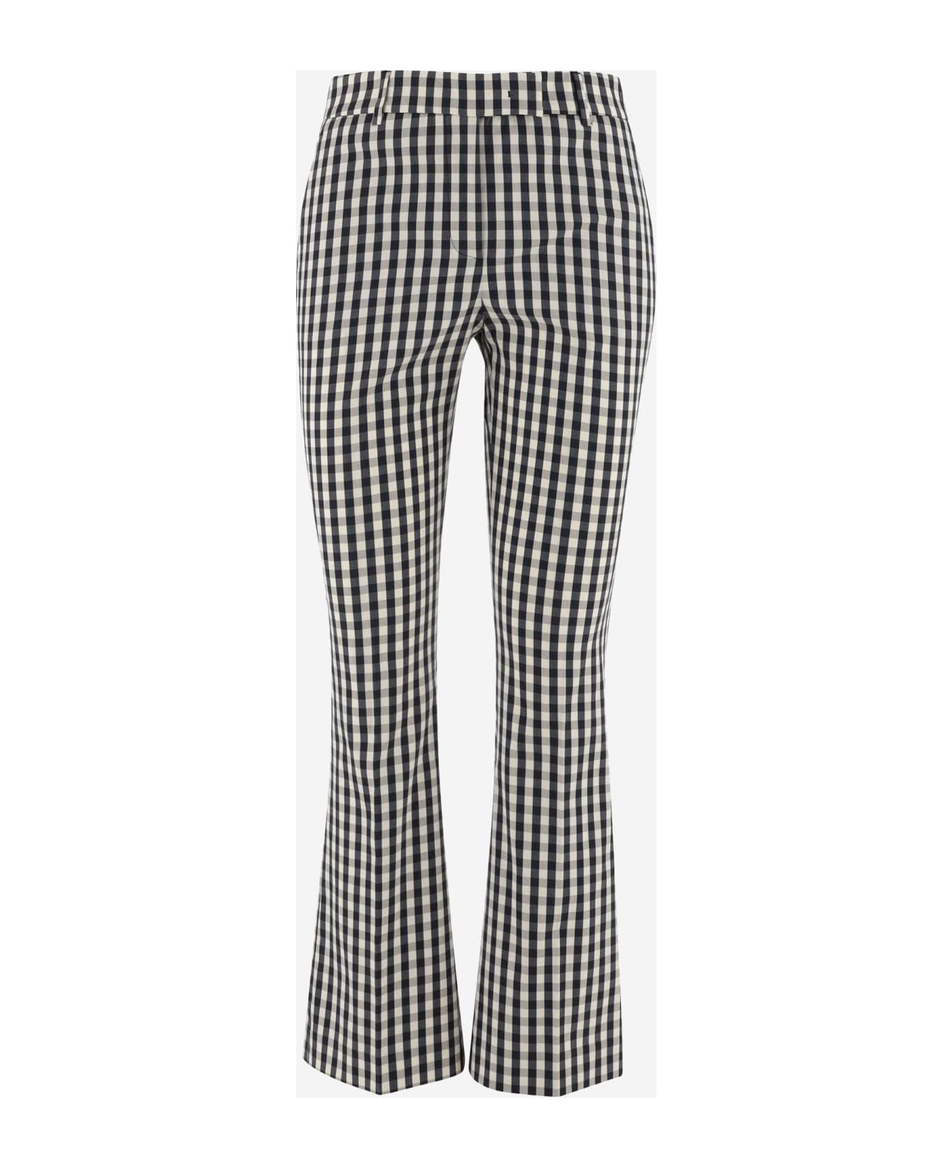 QL2 Checked Flared Pants - Blue