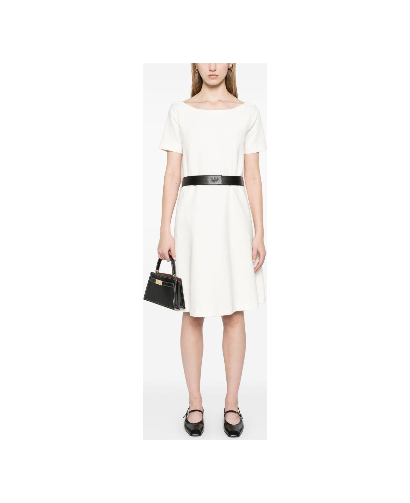 Emporio Armani Belted Dress - White ワンピース＆ドレス