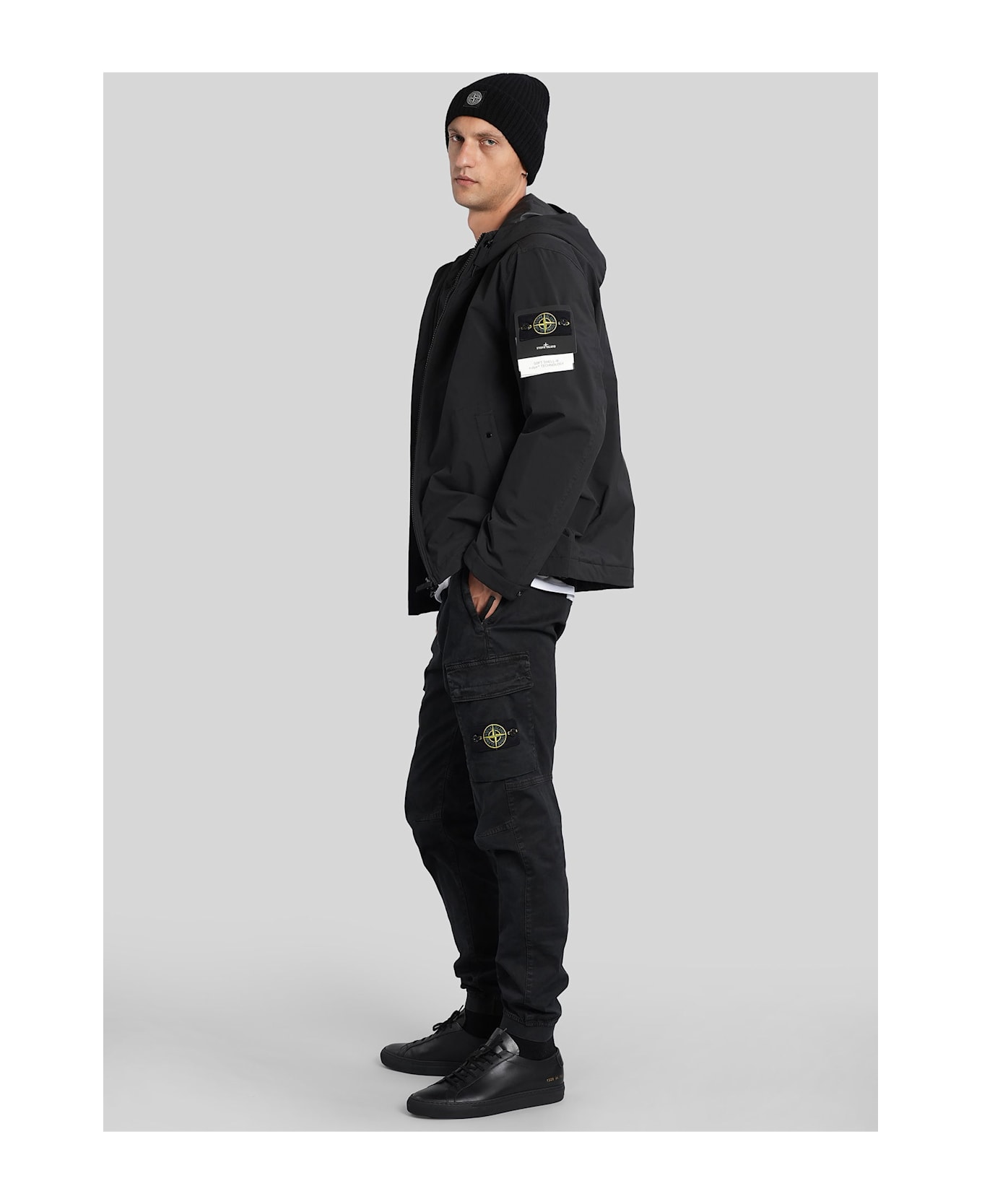 Stone Island Casual Jacket In Black Polyamide - black