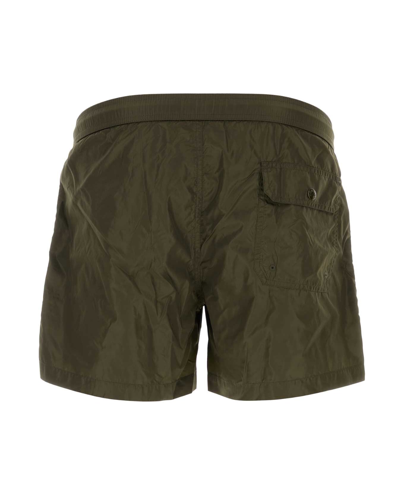 Moncler Army Green Nylon Swimming Shorts - 833