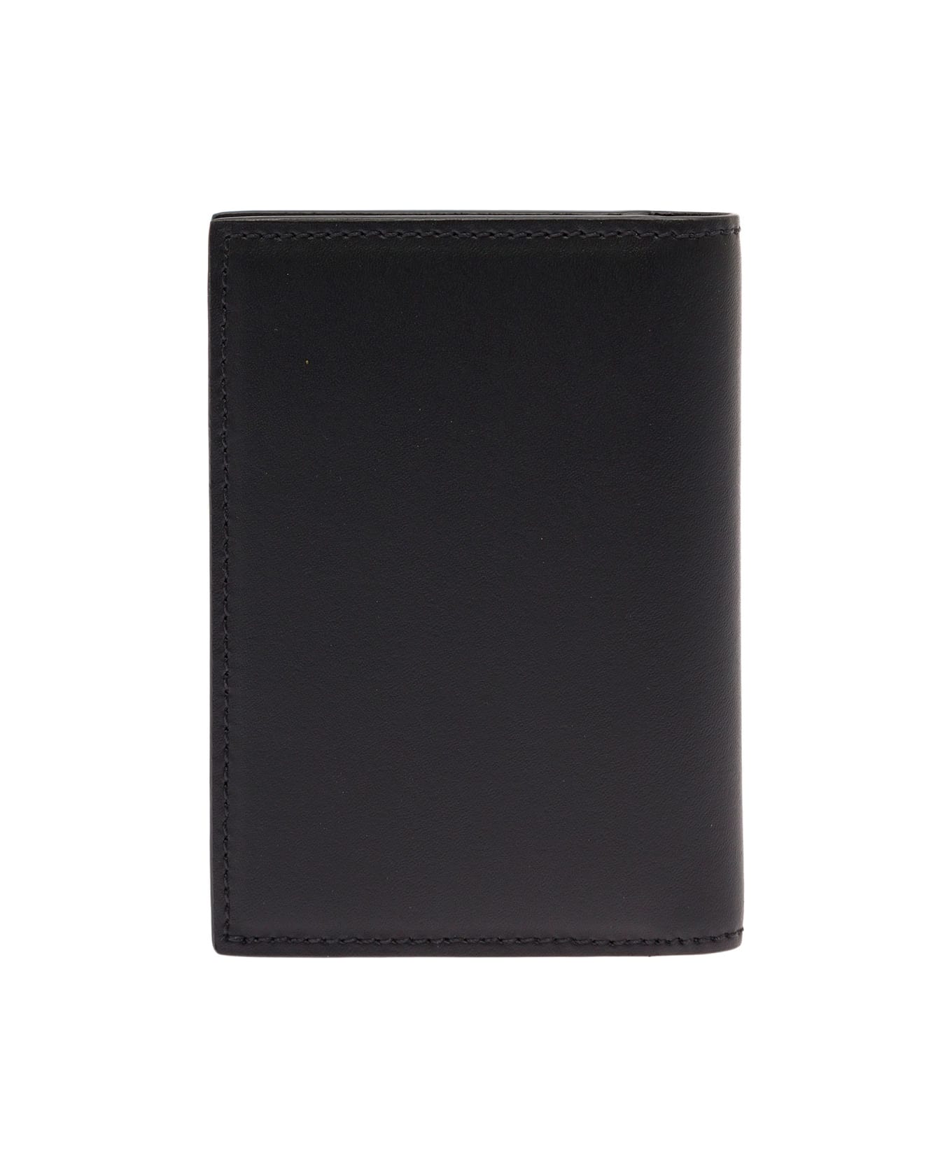 Alexander McQueen Bifold Black Leather Wallet With Logo Man - Nero